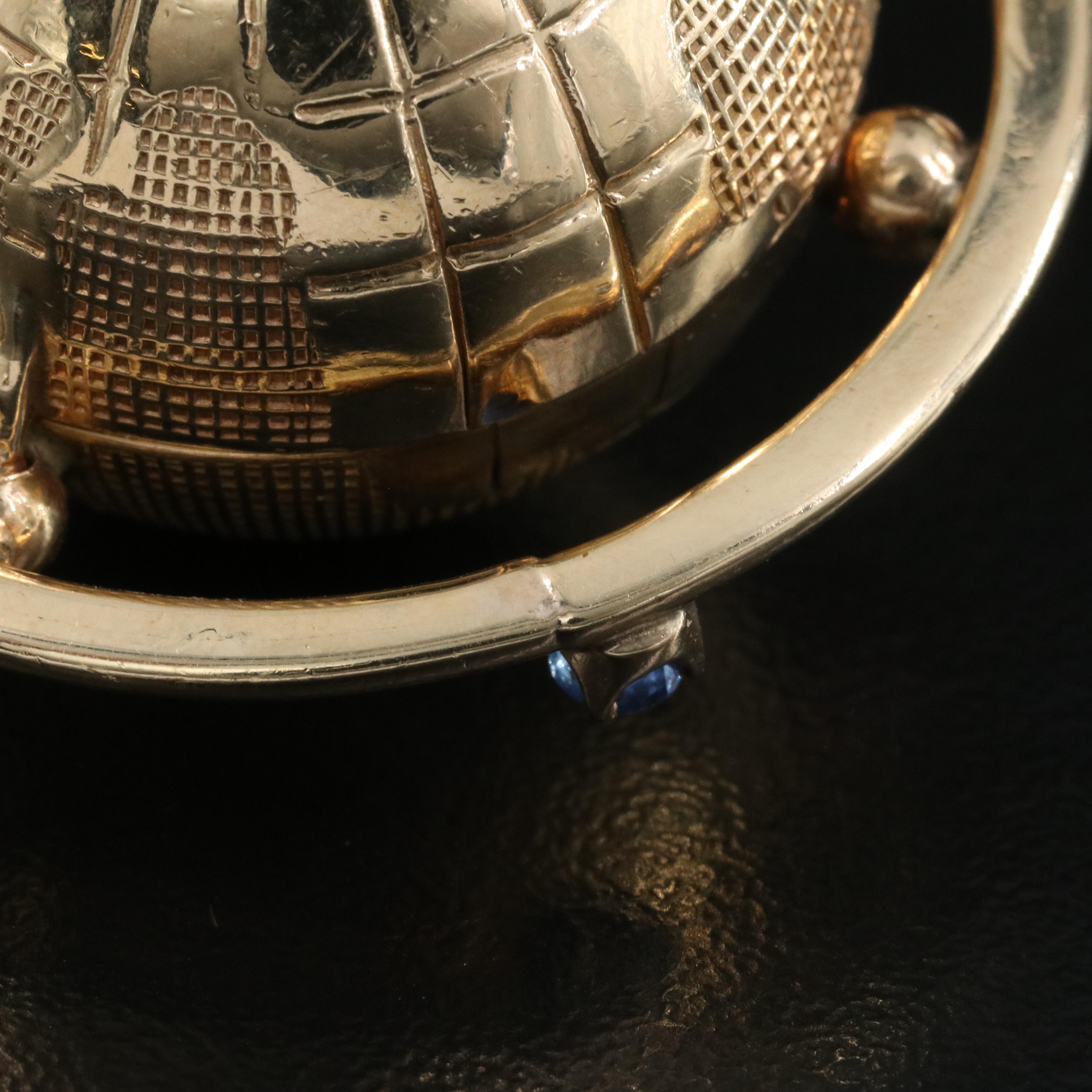 Vintage Jost 14K Ruby, Sapphire and Emerald Photo Globe Locket with 18K Accents