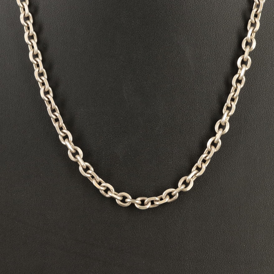 800 Silver Diamond-Cut Cable Chain Necklace