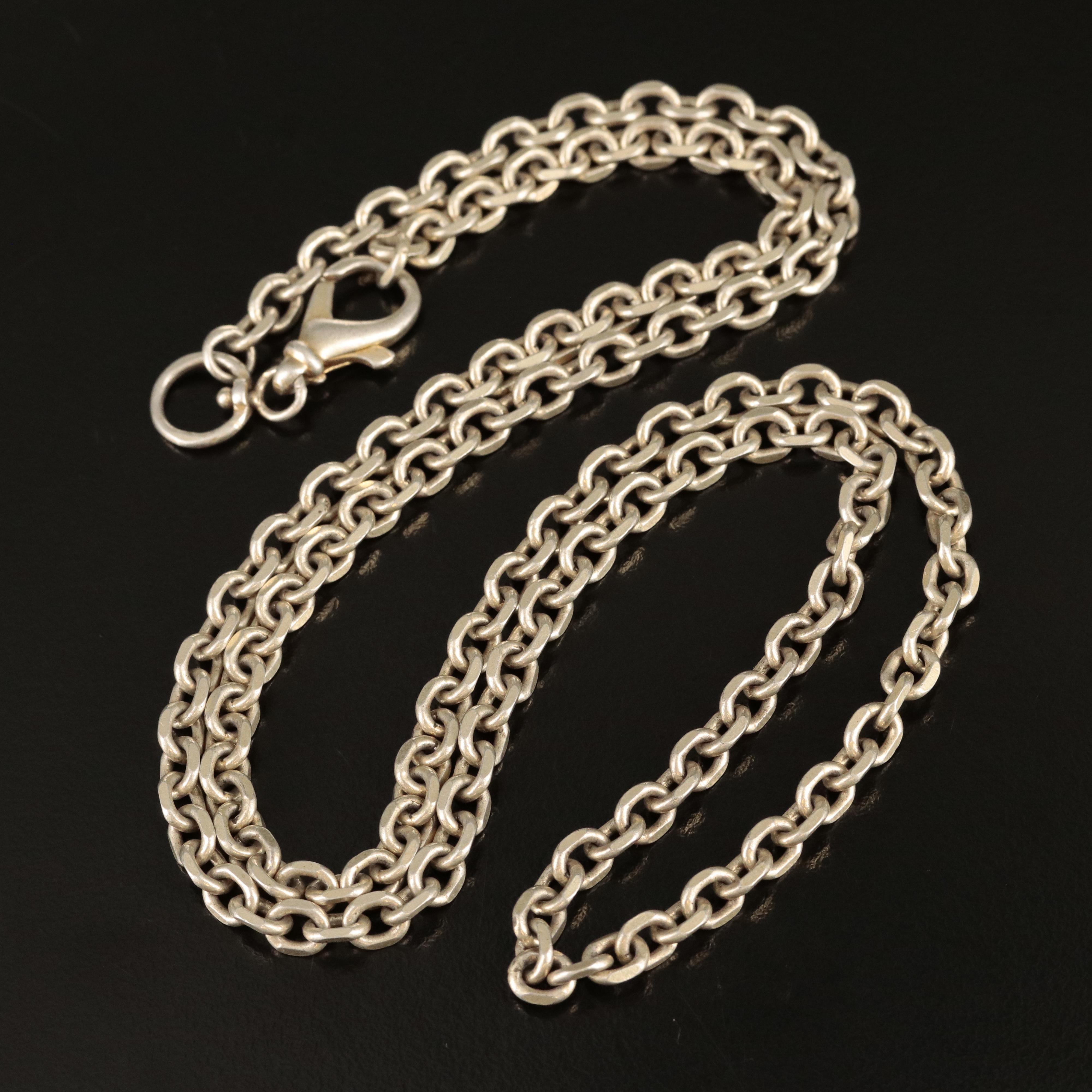 800 Silver Diamond-Cut Cable Chain Necklace