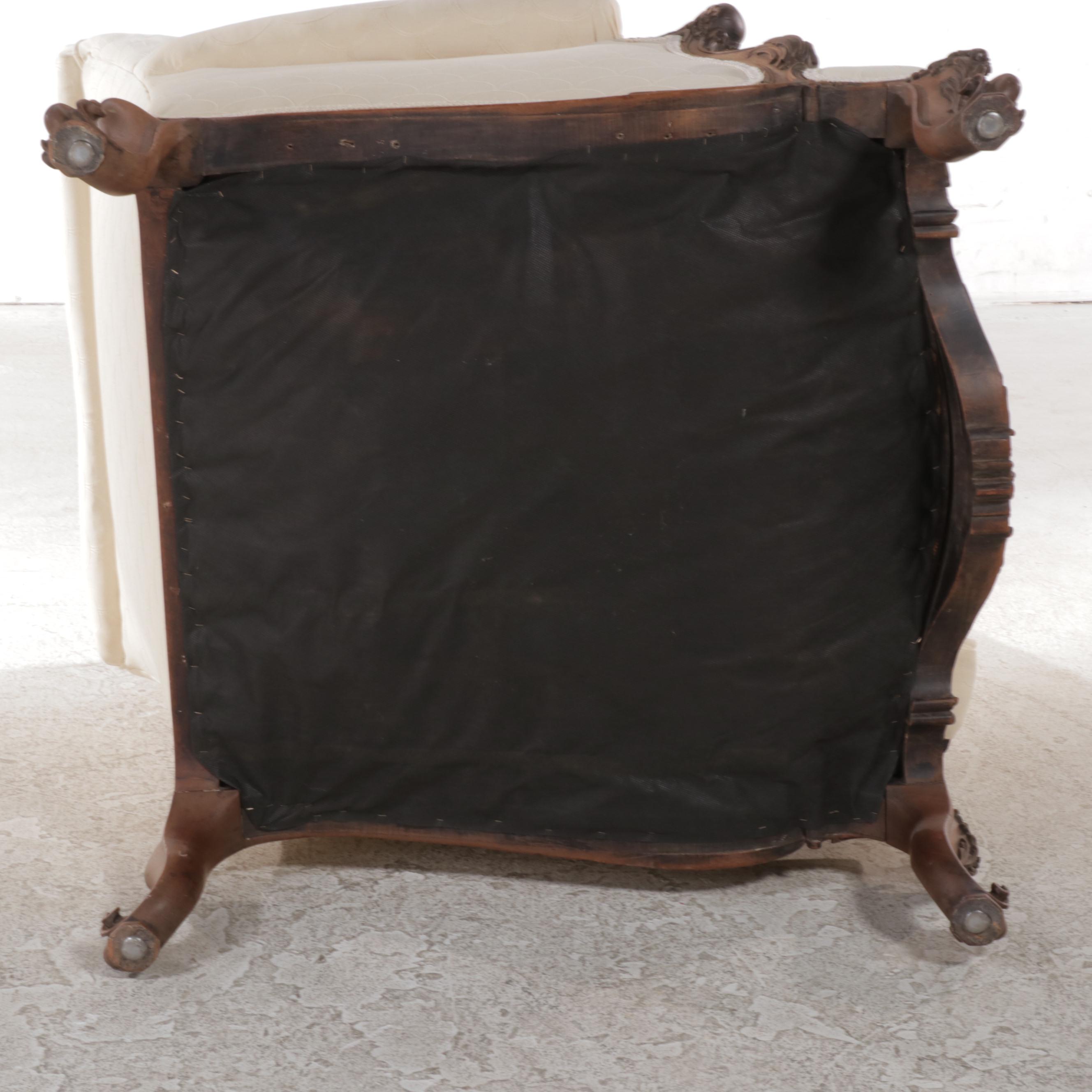 Louis XV Style Carved Walnut and Custom-Upholstered Bergère, 20th Century