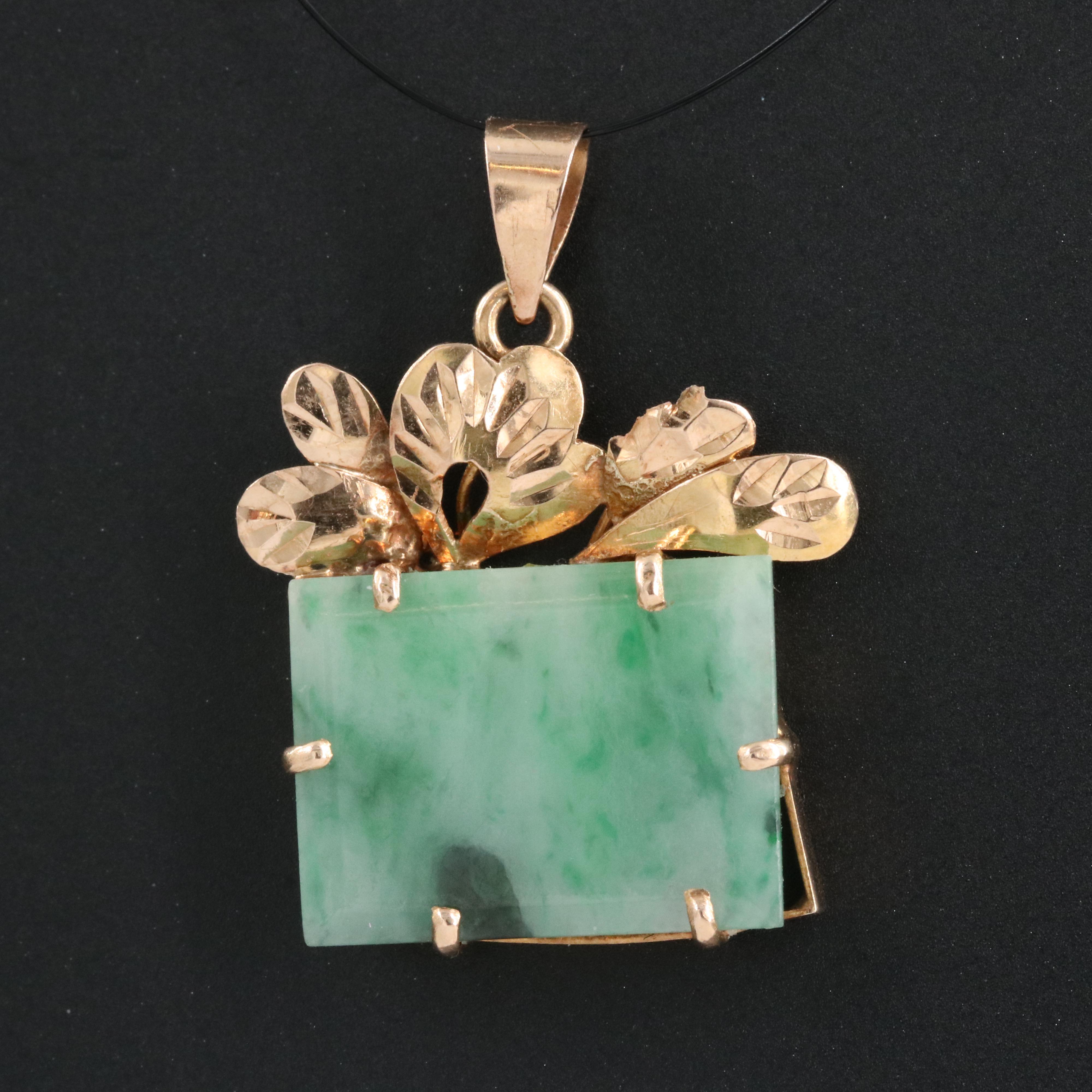 14K Rose Gold Jadeite Pendant