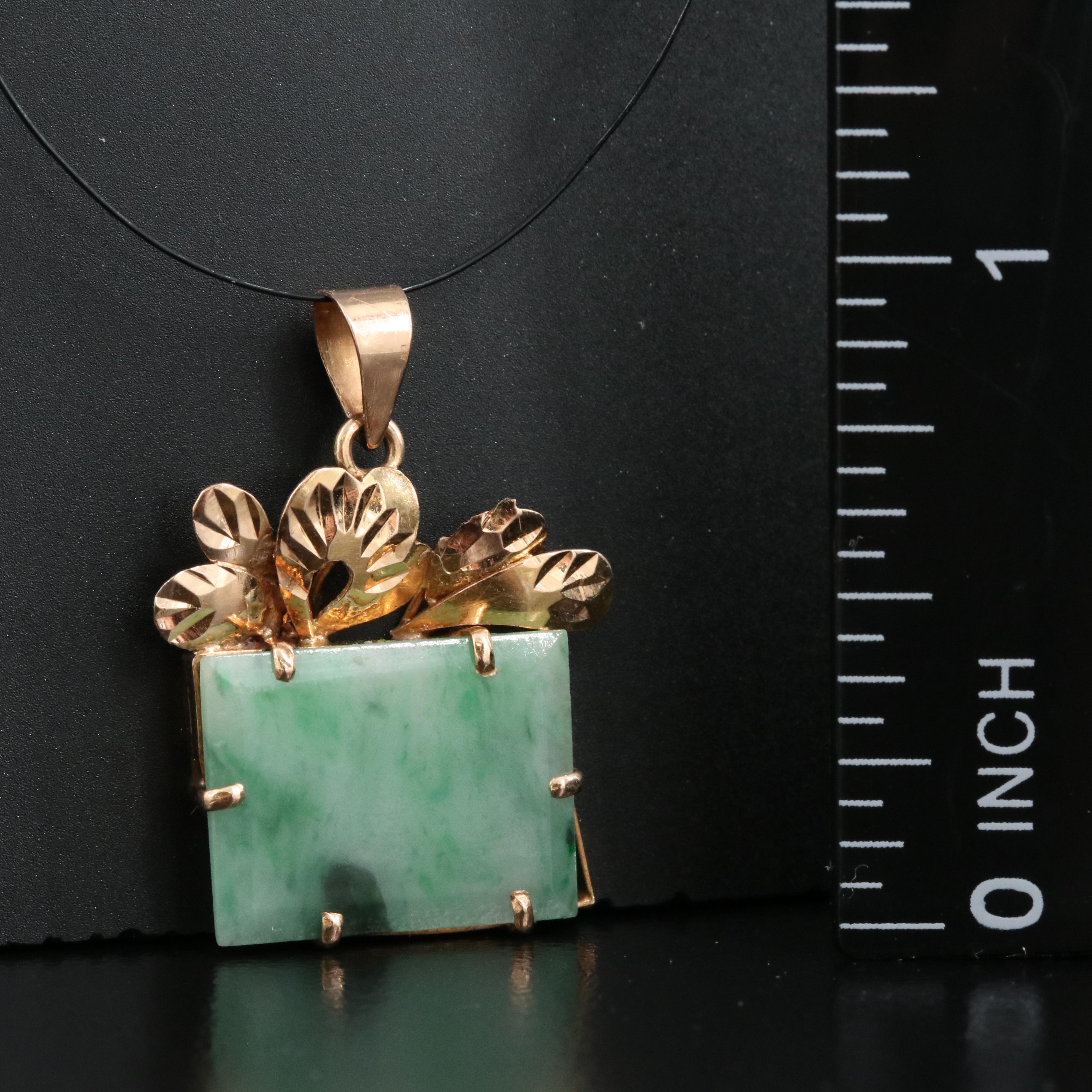 14K Rose Gold Jadeite Pendant