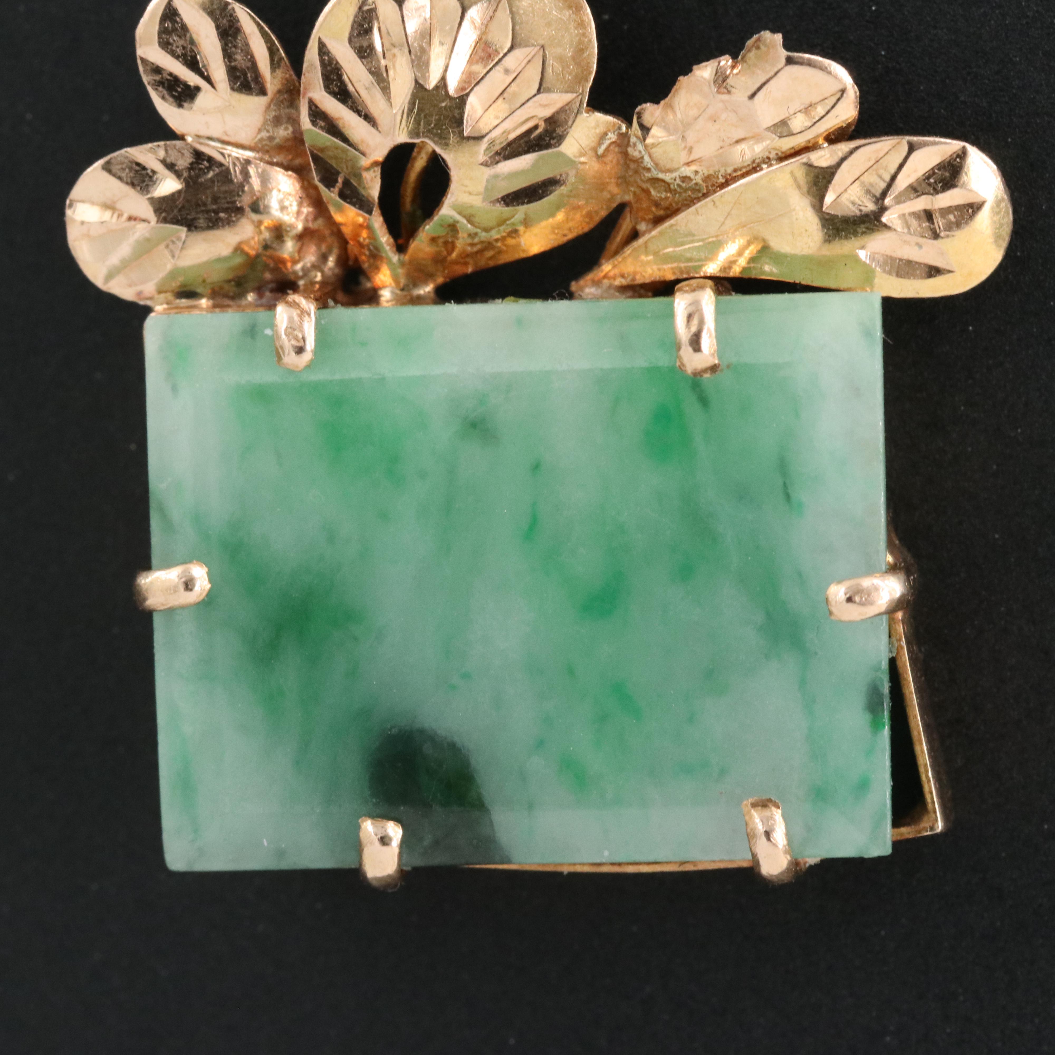 14K Rose Gold Jadeite Pendant