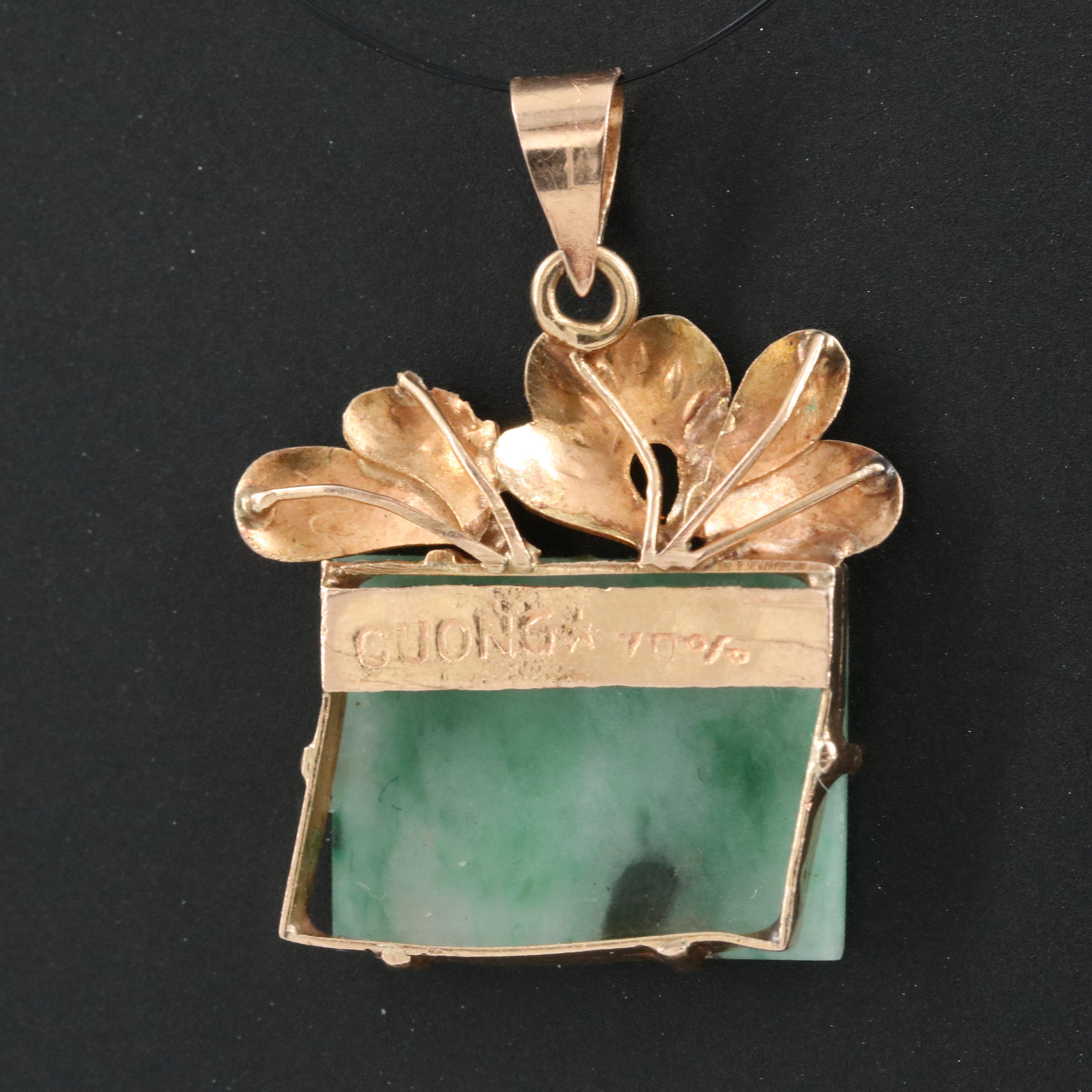 14K Rose Gold Jadeite Pendant
