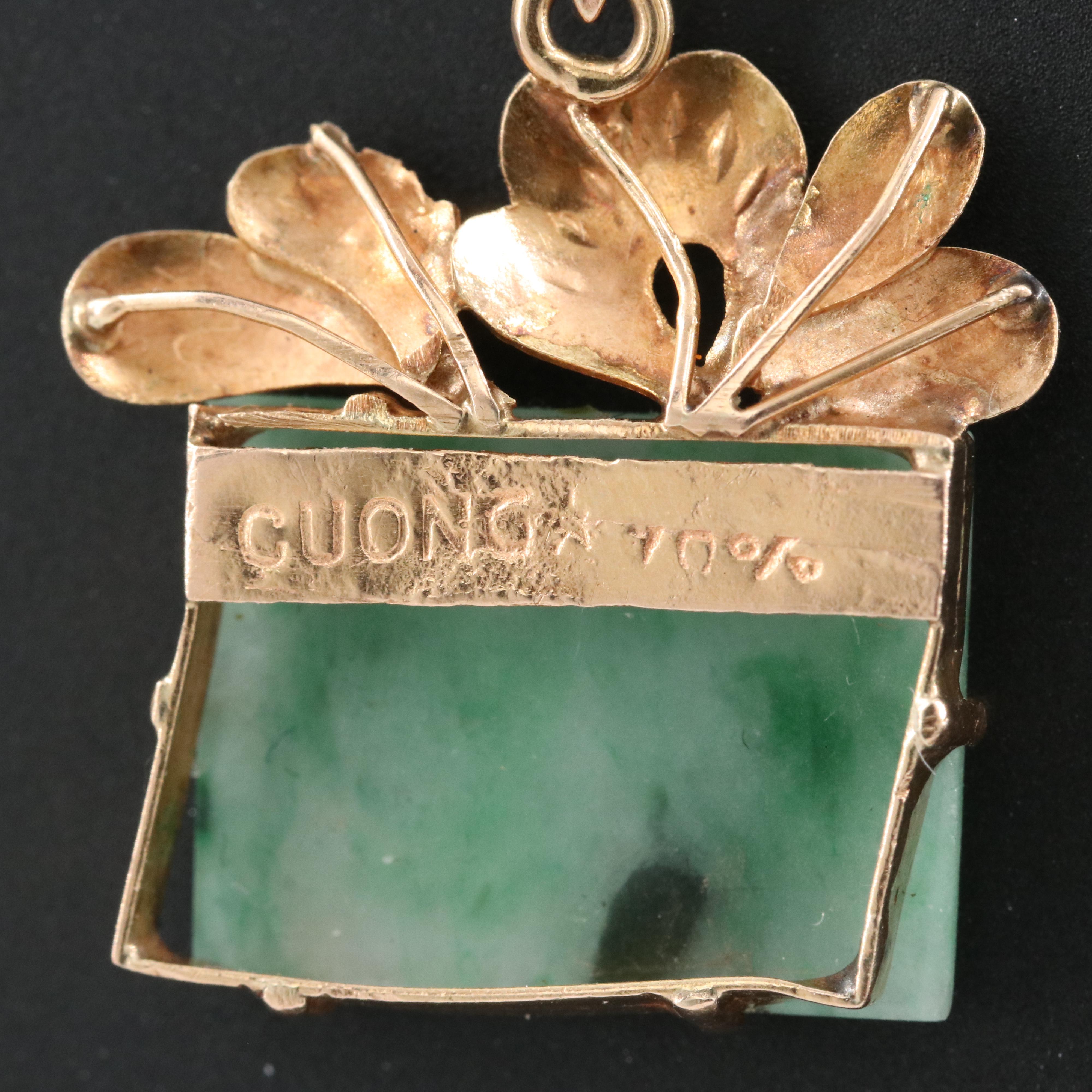 14K Rose Gold Jadeite Pendant