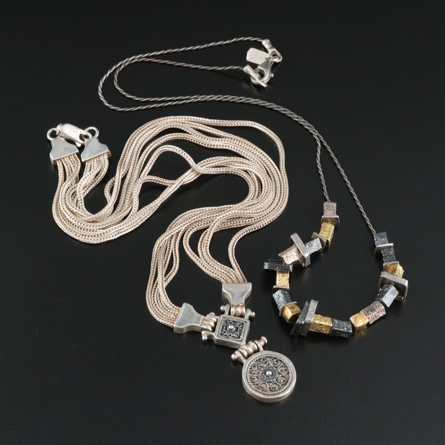 Israeli Or Paz and Anatoli Sterling Necklaces