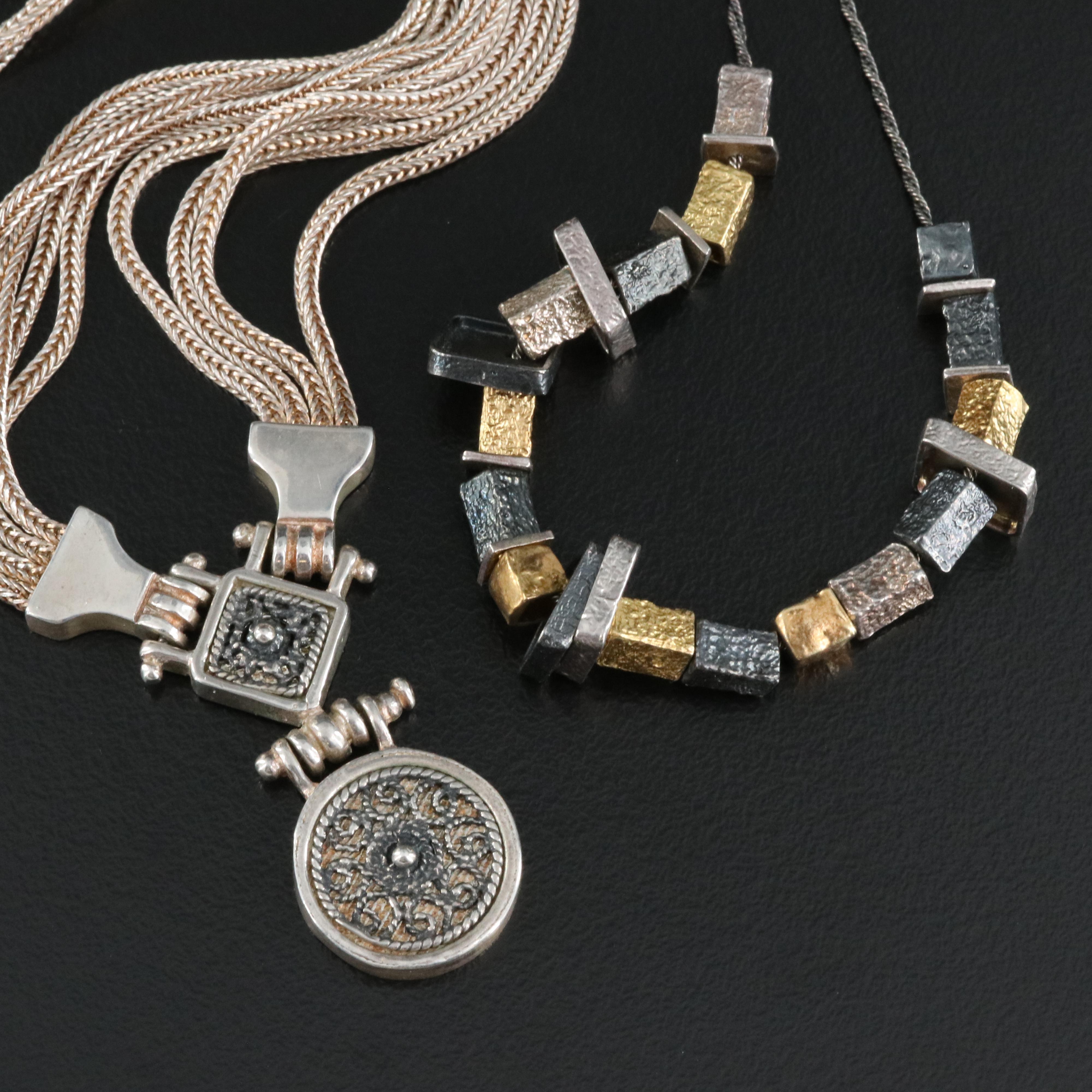 Israeli Or Paz and Anatoli Sterling Necklaces