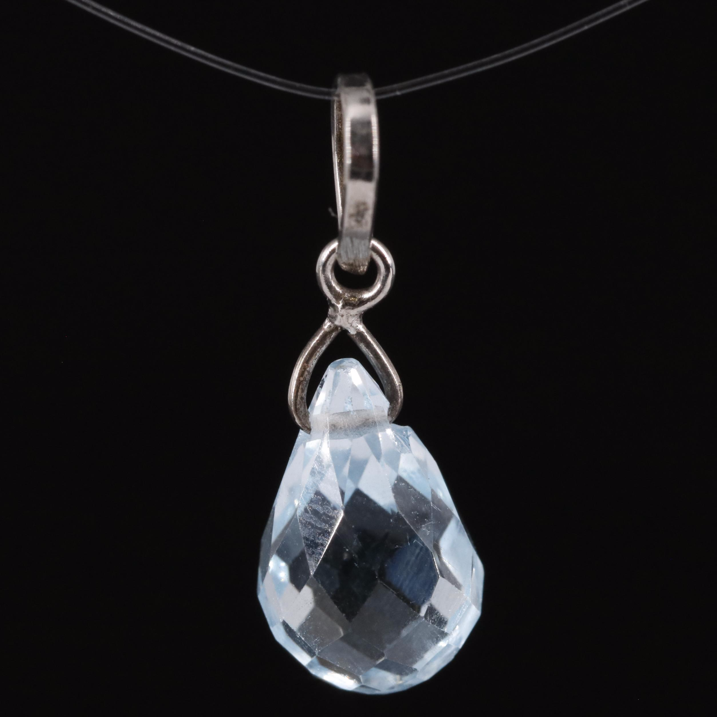 14K Blue Topaz Pendant
