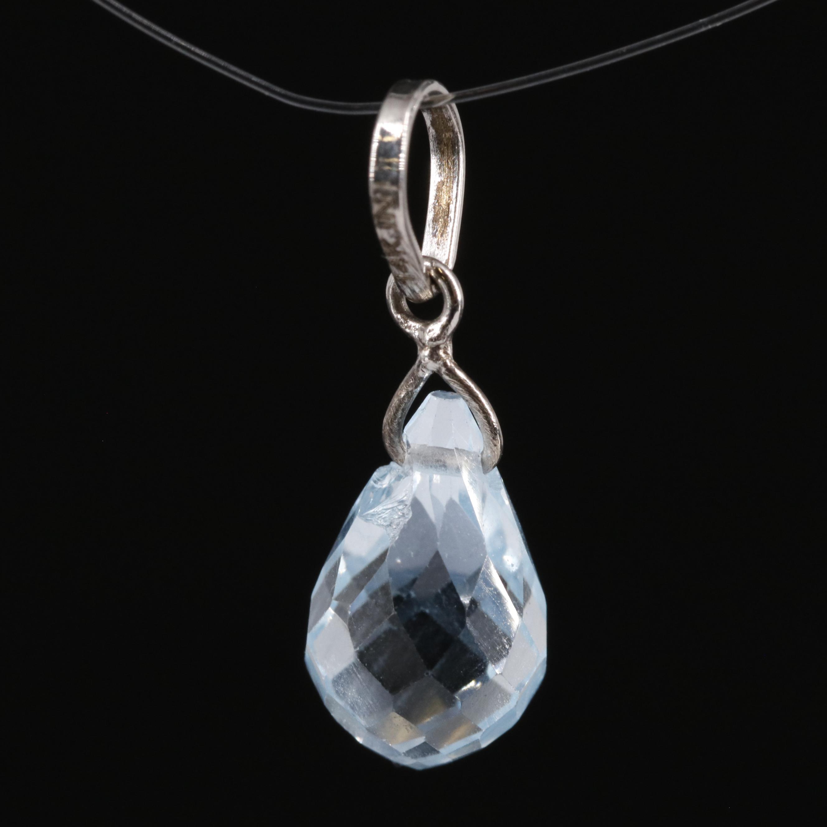 14K Blue Topaz Pendant