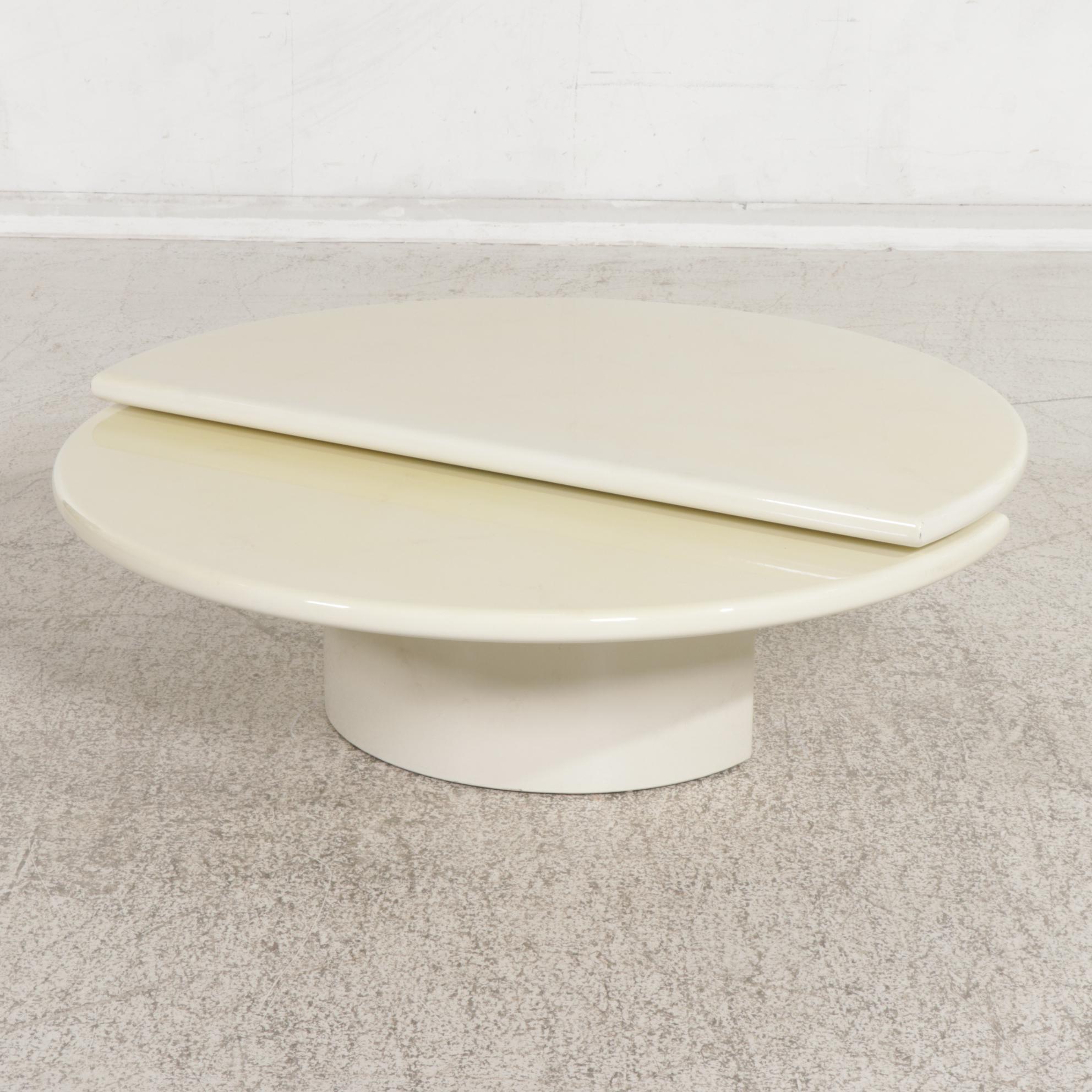 Postmodern Lacquered Circular Coffee Table with Rotating Top, 1980s