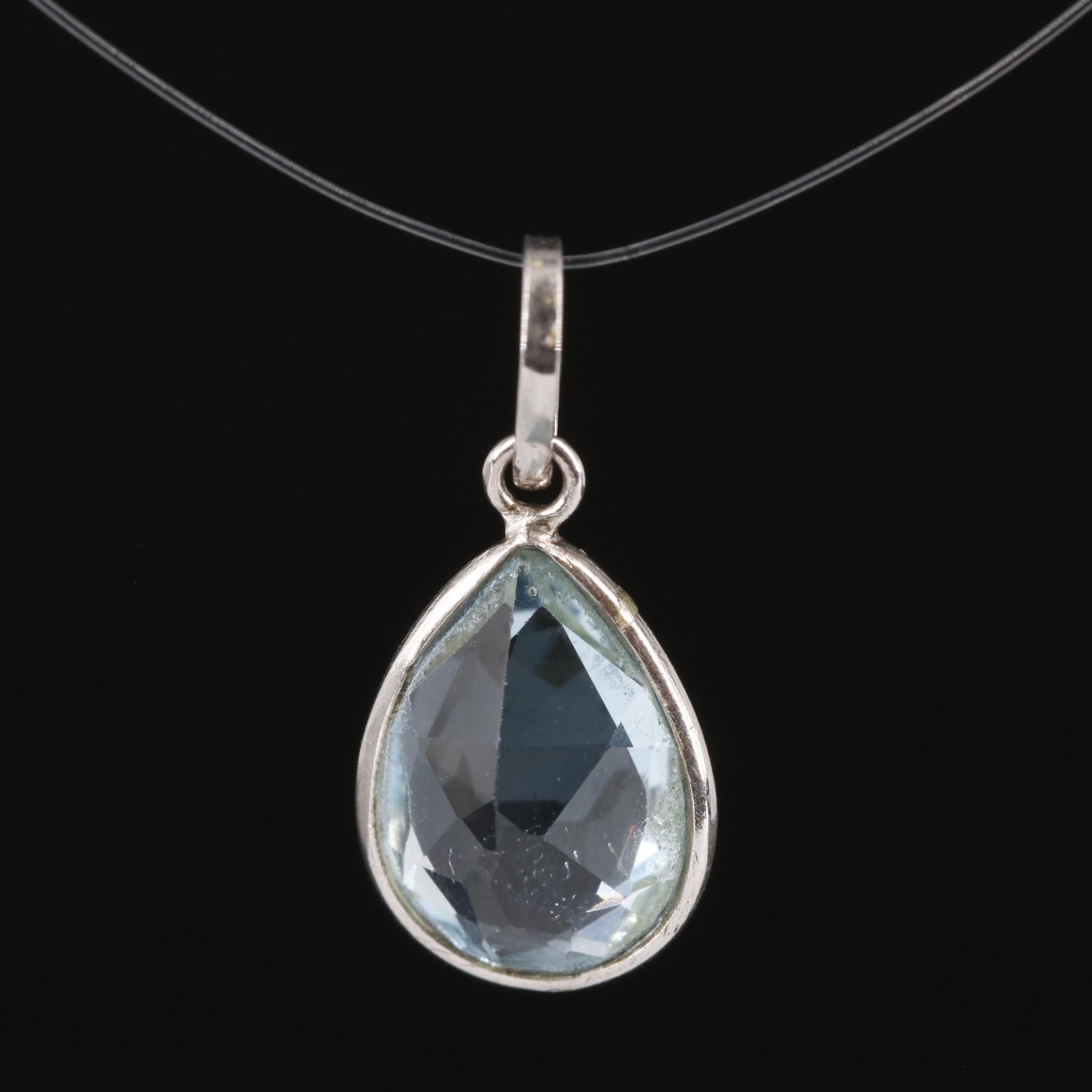 14K Blue Topaz Pendant