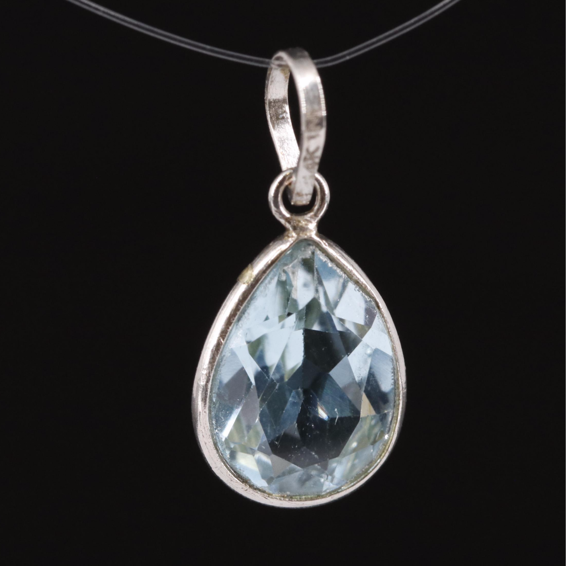 14K Blue Topaz Pendant