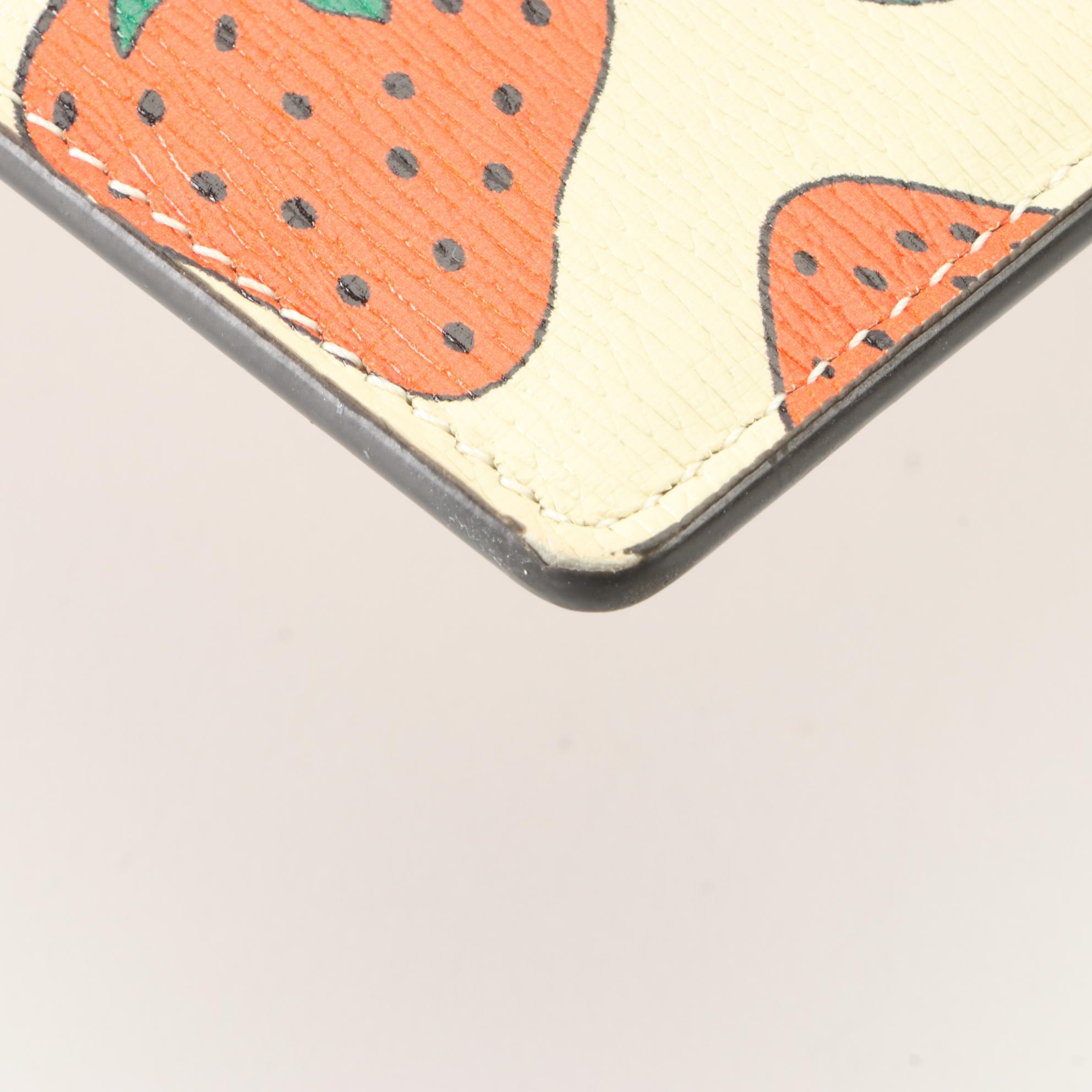 Gucci Strawberry Printed Leather Zip Pouch