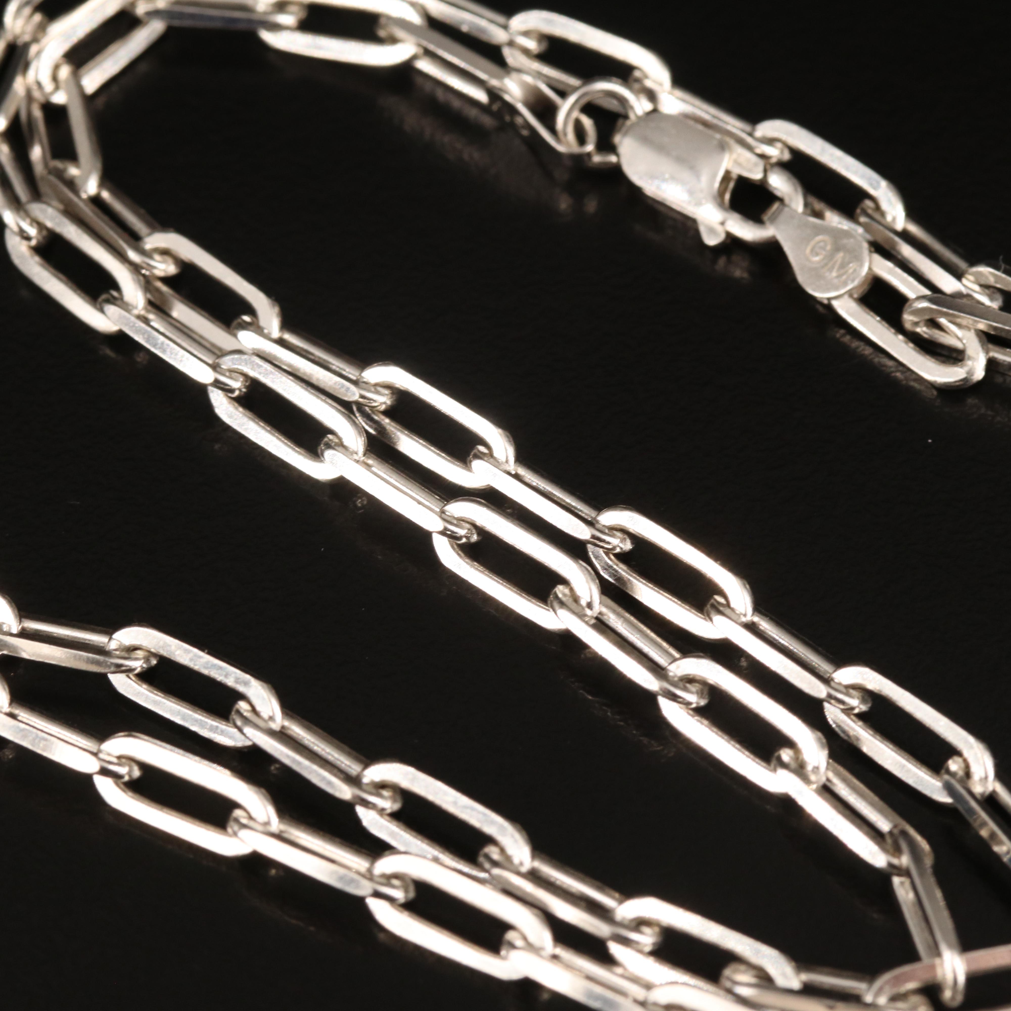 Italian Sterling Paper Clip Chain Necklace