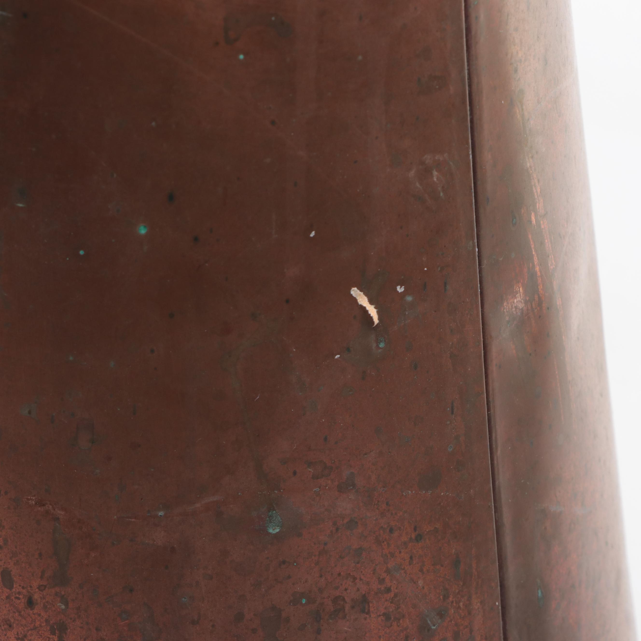 Brass and Porcelain Handled Copper Coal Scuttle, Early to Mid-20th Century