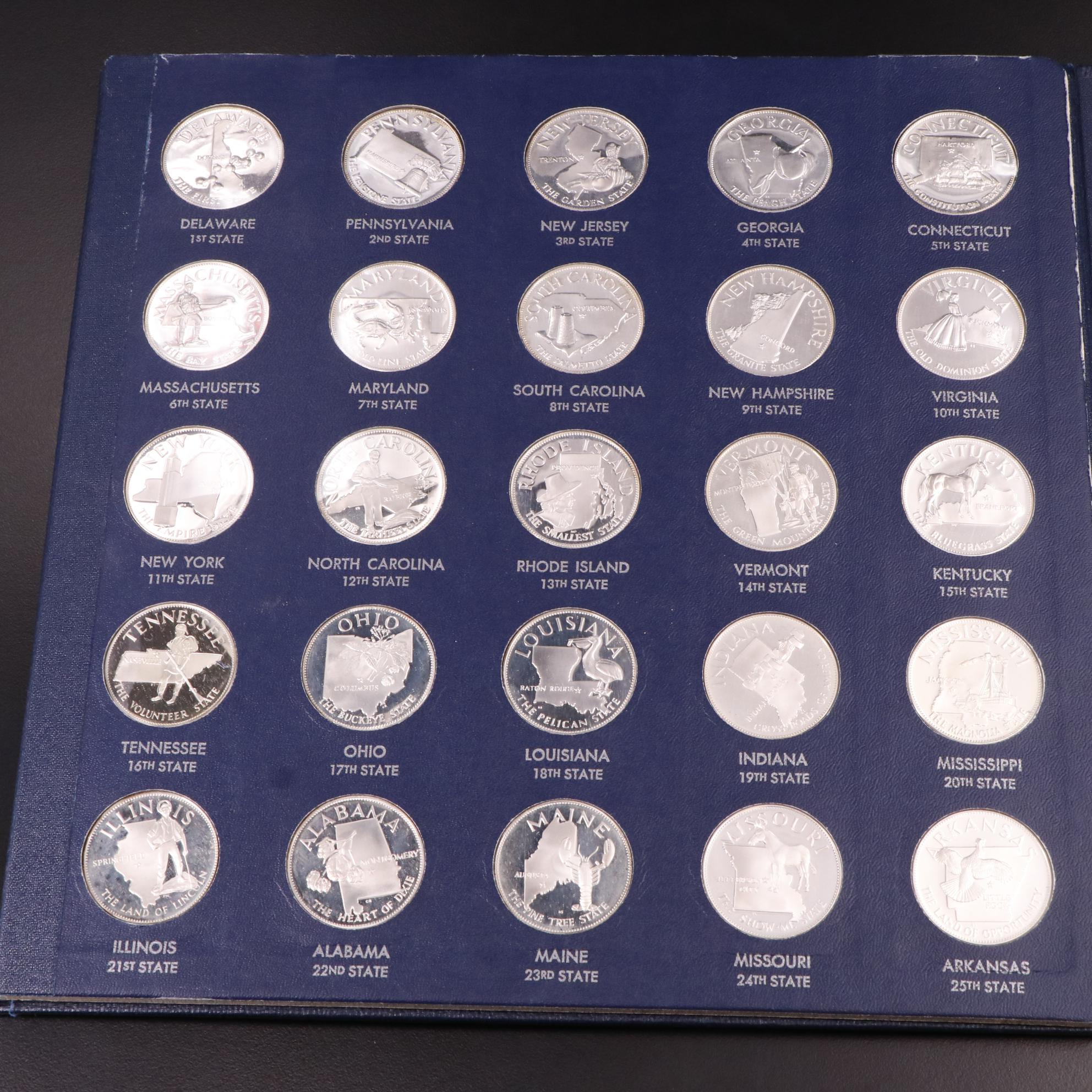 "The States of the Union" Franklin Mint Sterling Silver Medal Set, 1969