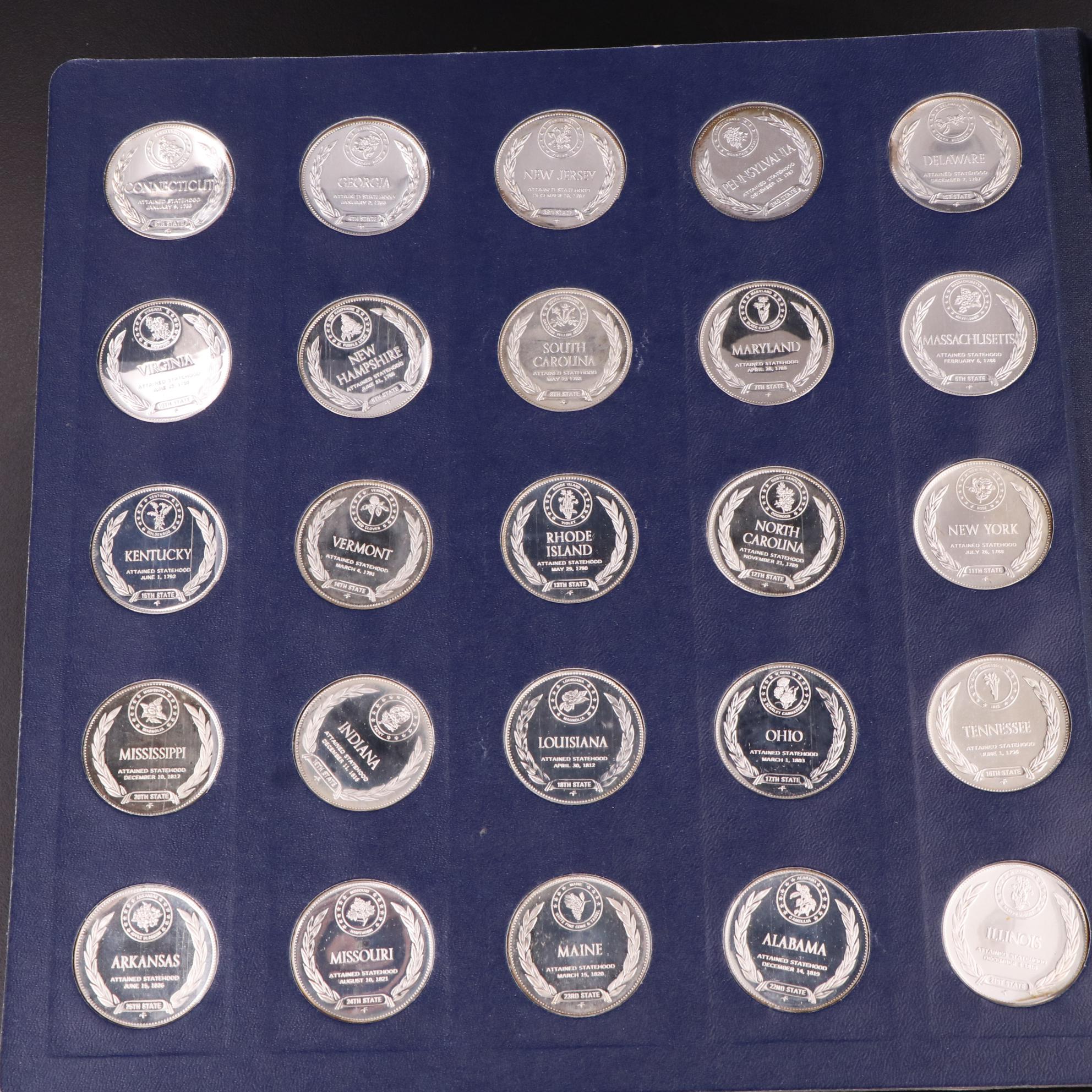 "The States of the Union" Franklin Mint Sterling Silver Medal Set, 1969