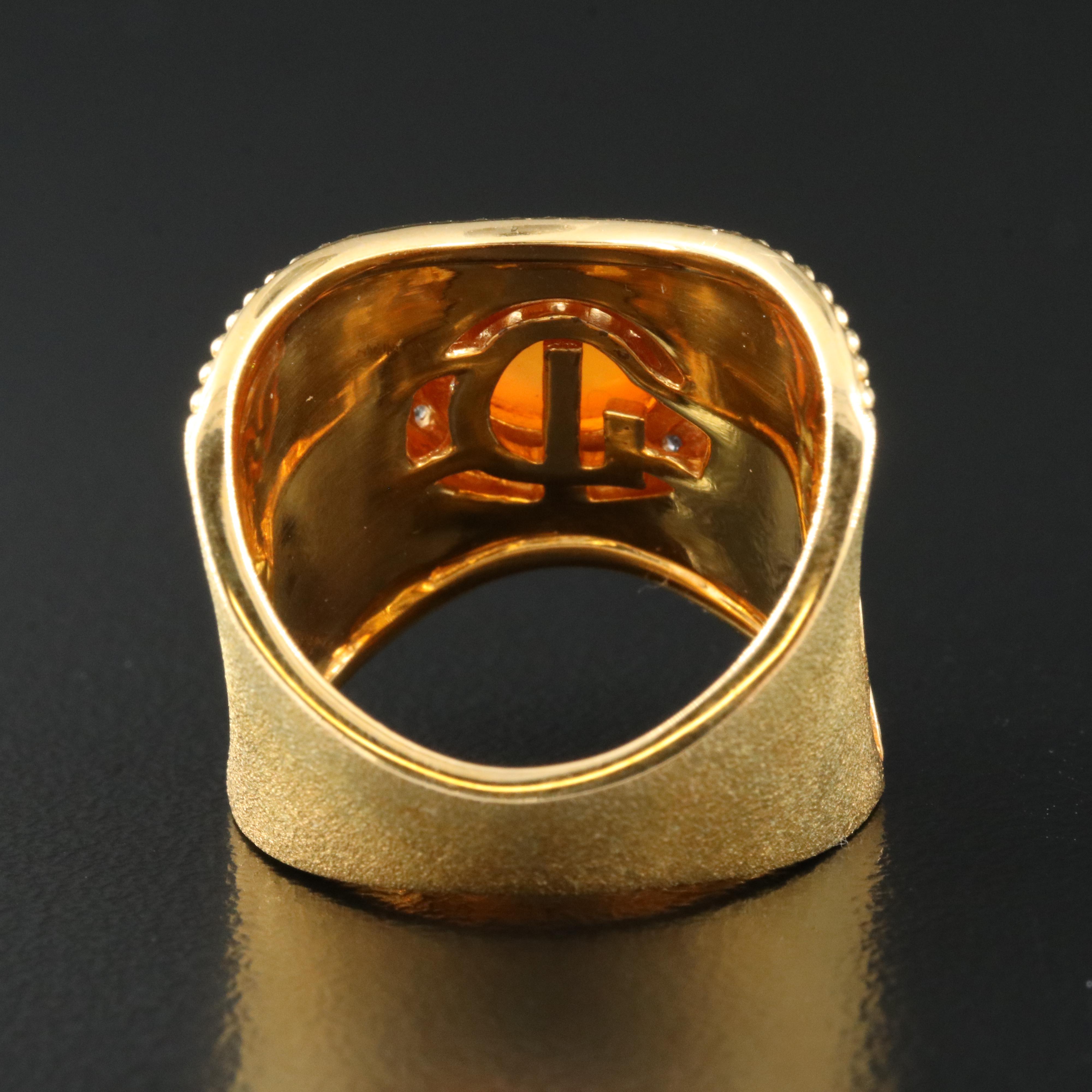 Sterling Carnelian and Zircon Saddle Ring