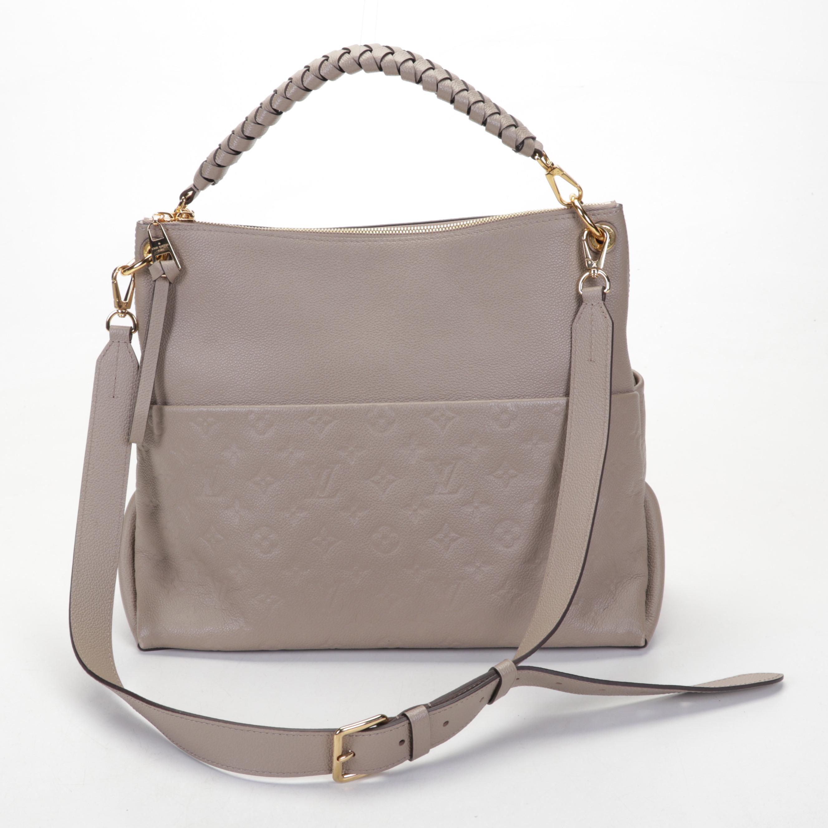 Louis Vuitton Maida Hobo Bag in Turtledove Grain and Monogram Empreinte Leather