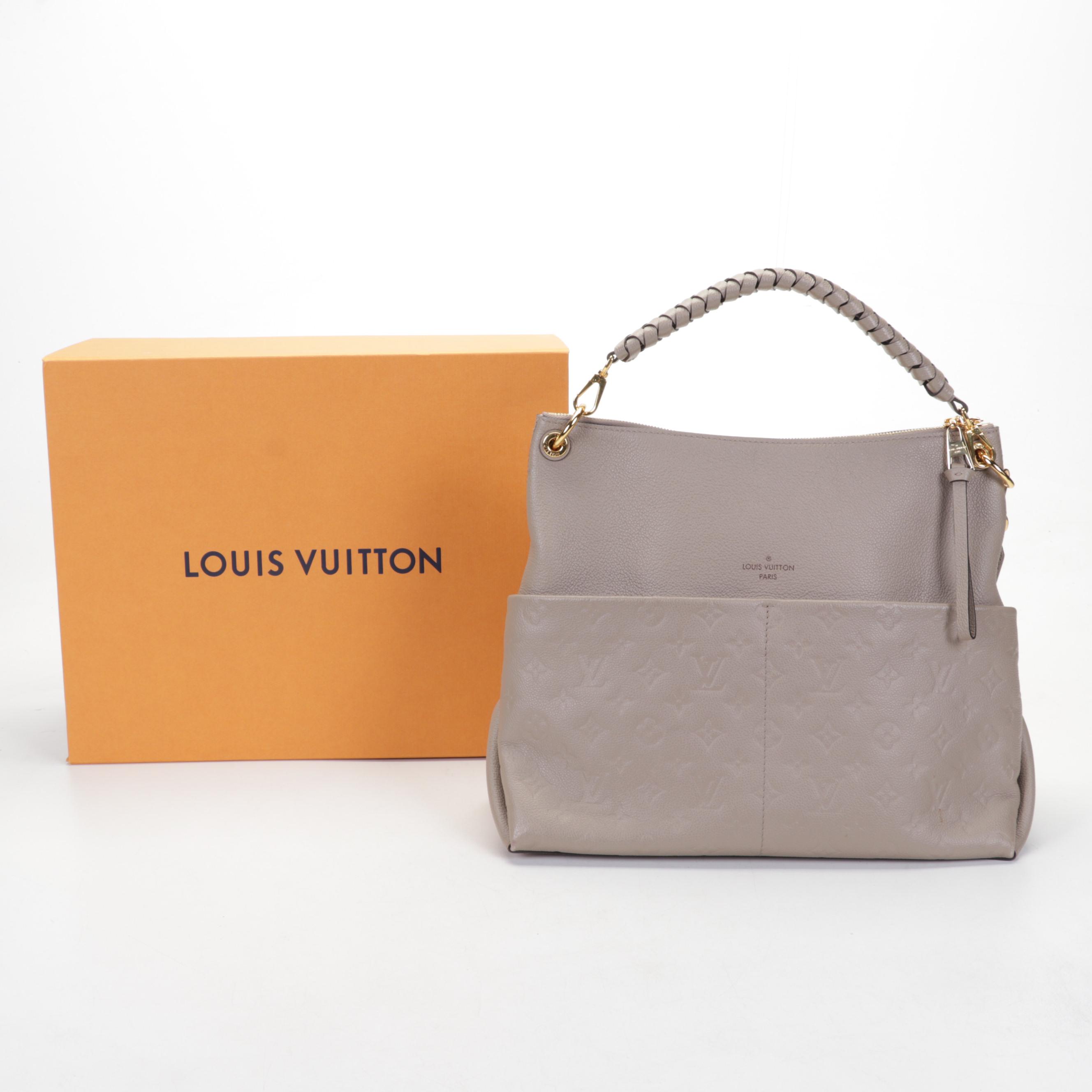 Louis Vuitton Maida Hobo Bag in Turtledove Grain and Monogram Empreinte Leather