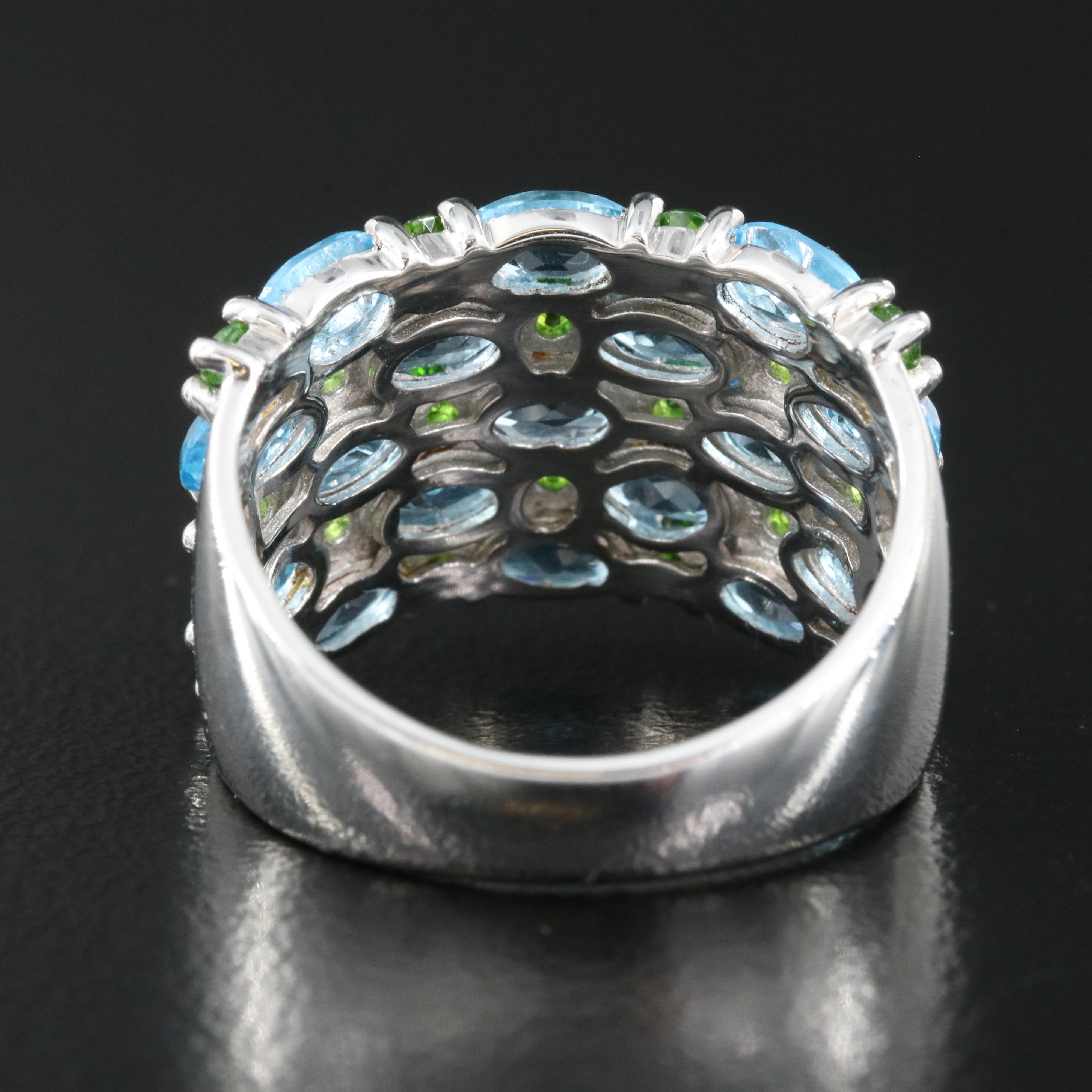 Sterling Topaz and Diopside Ring