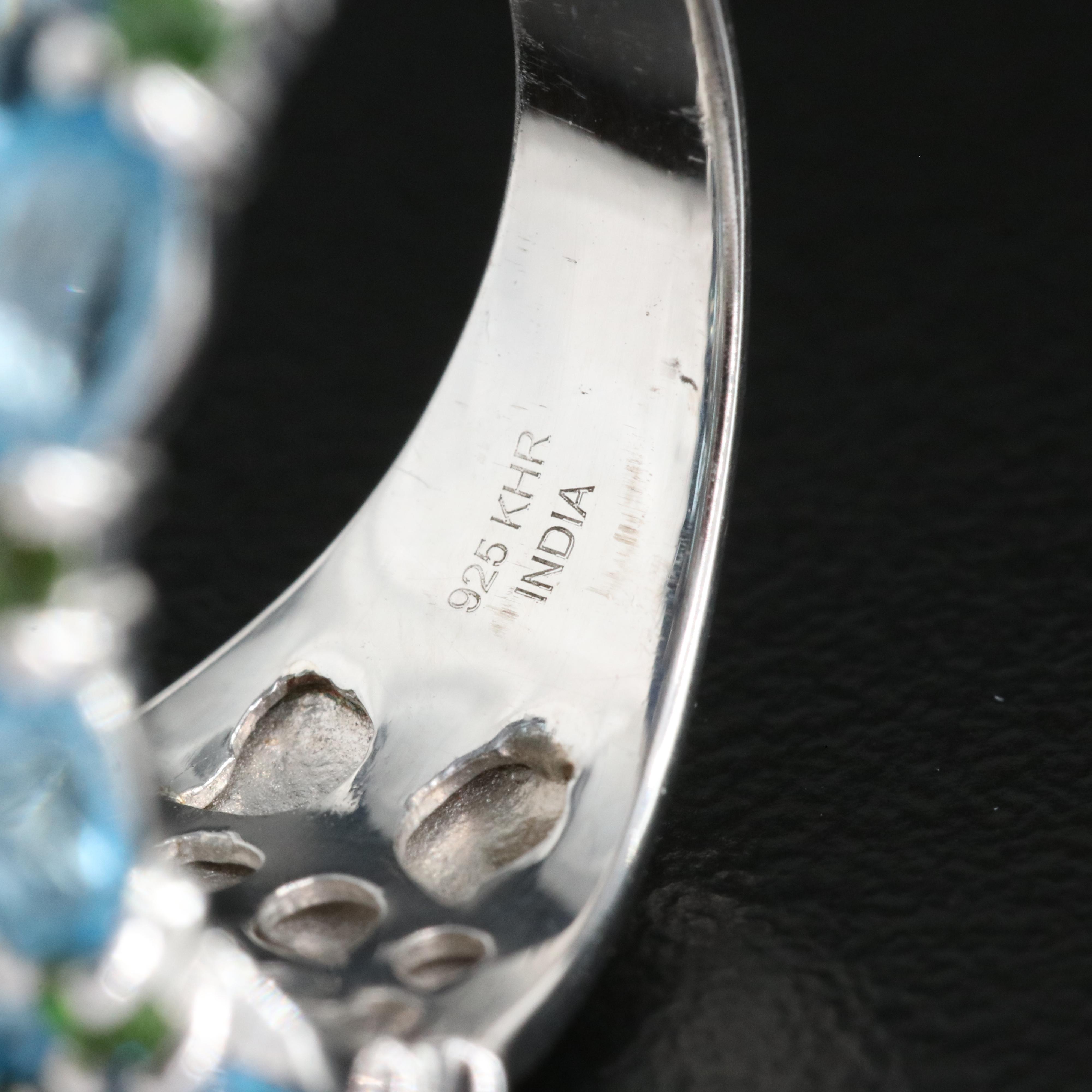 Sterling Topaz and Diopside Ring