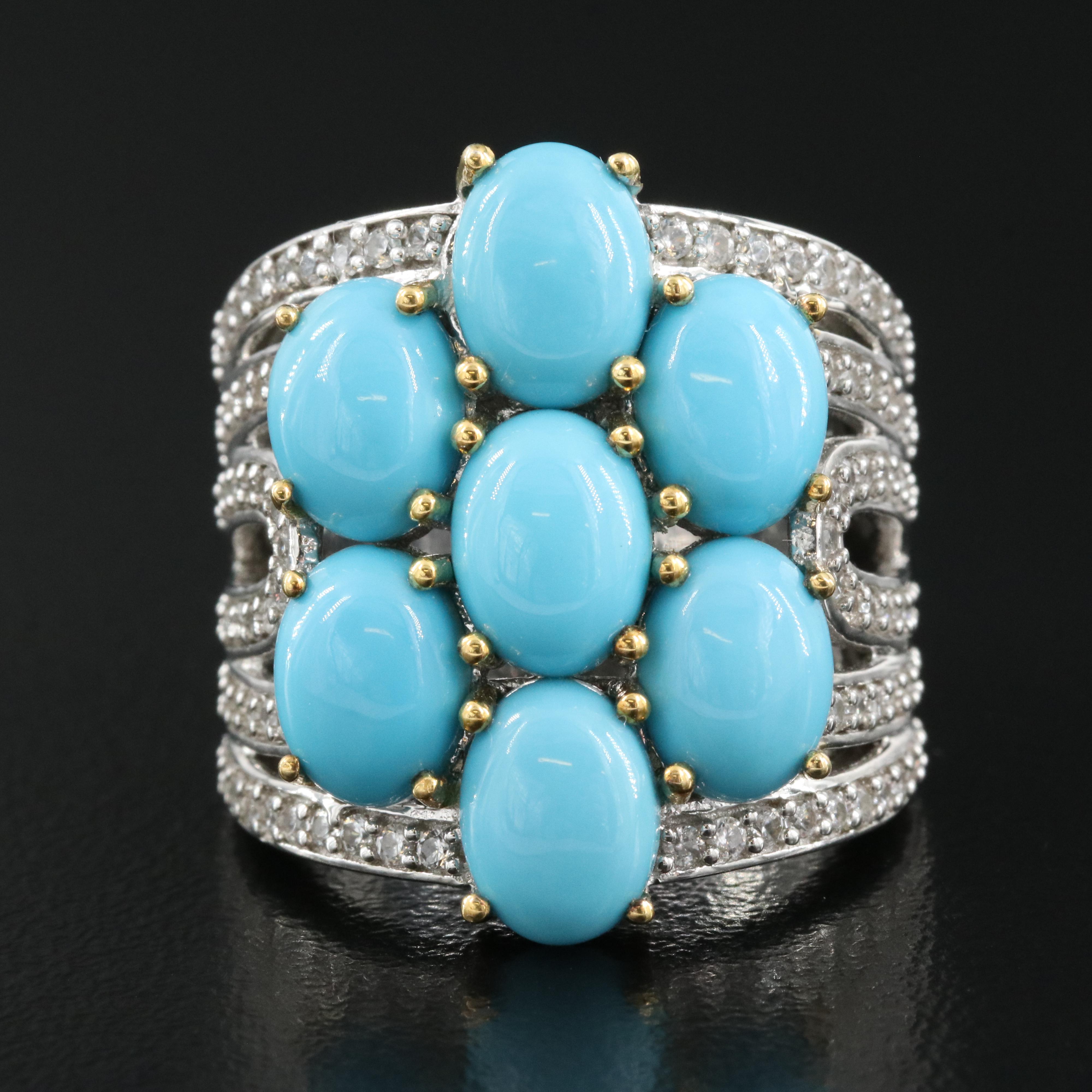 Sterling Turquoise and Zircon Ring