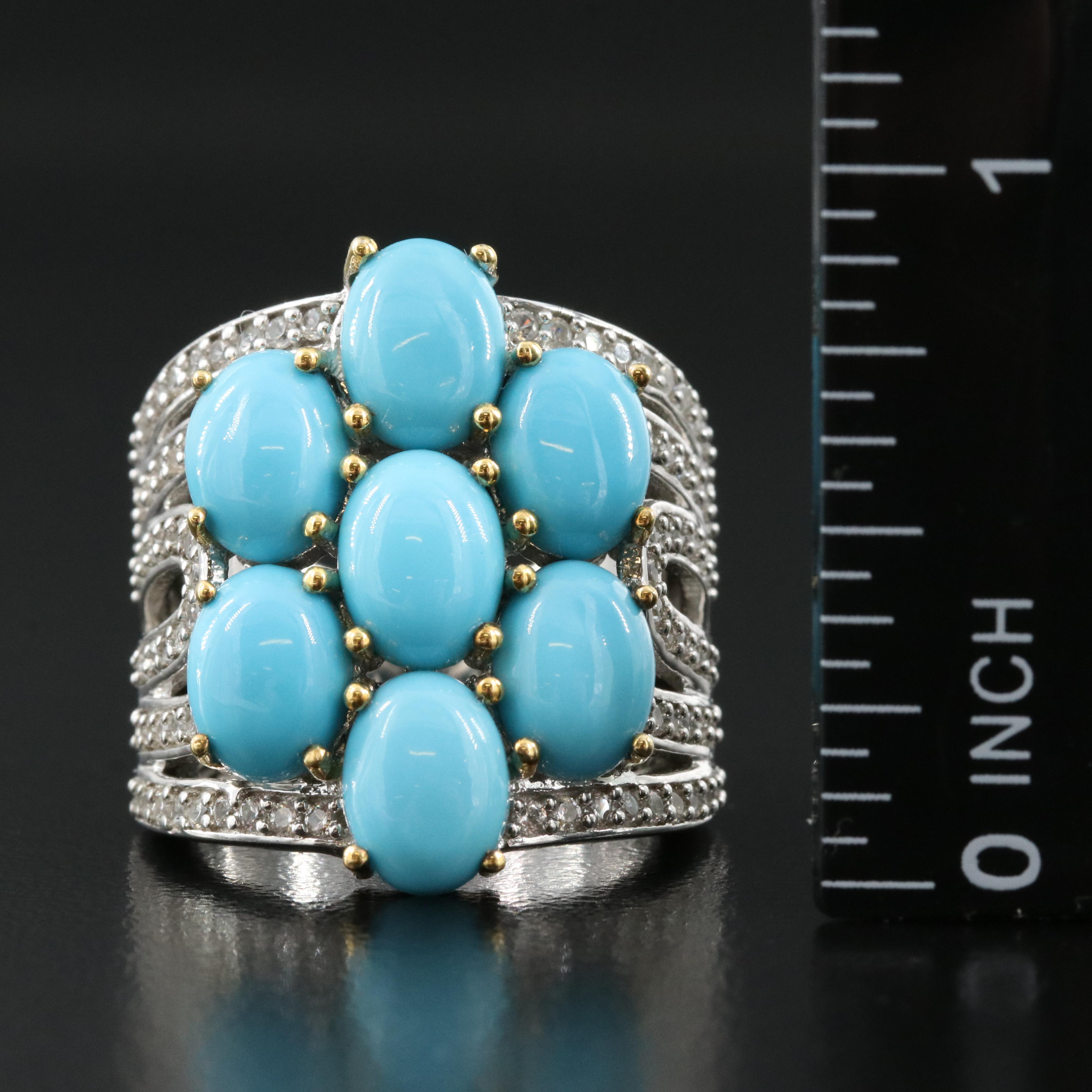Sterling Turquoise and Zircon Ring