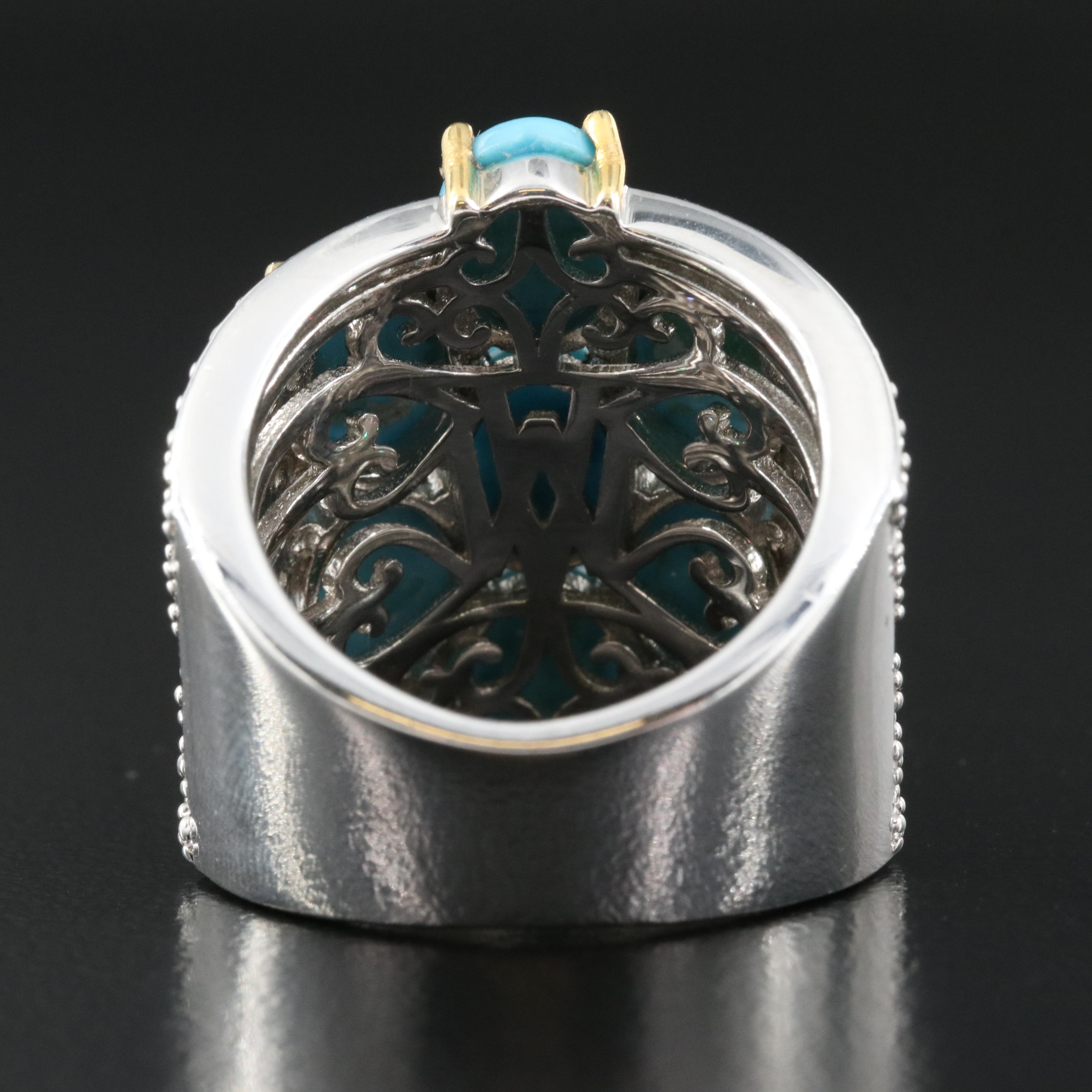 Sterling Turquoise and Zircon Ring