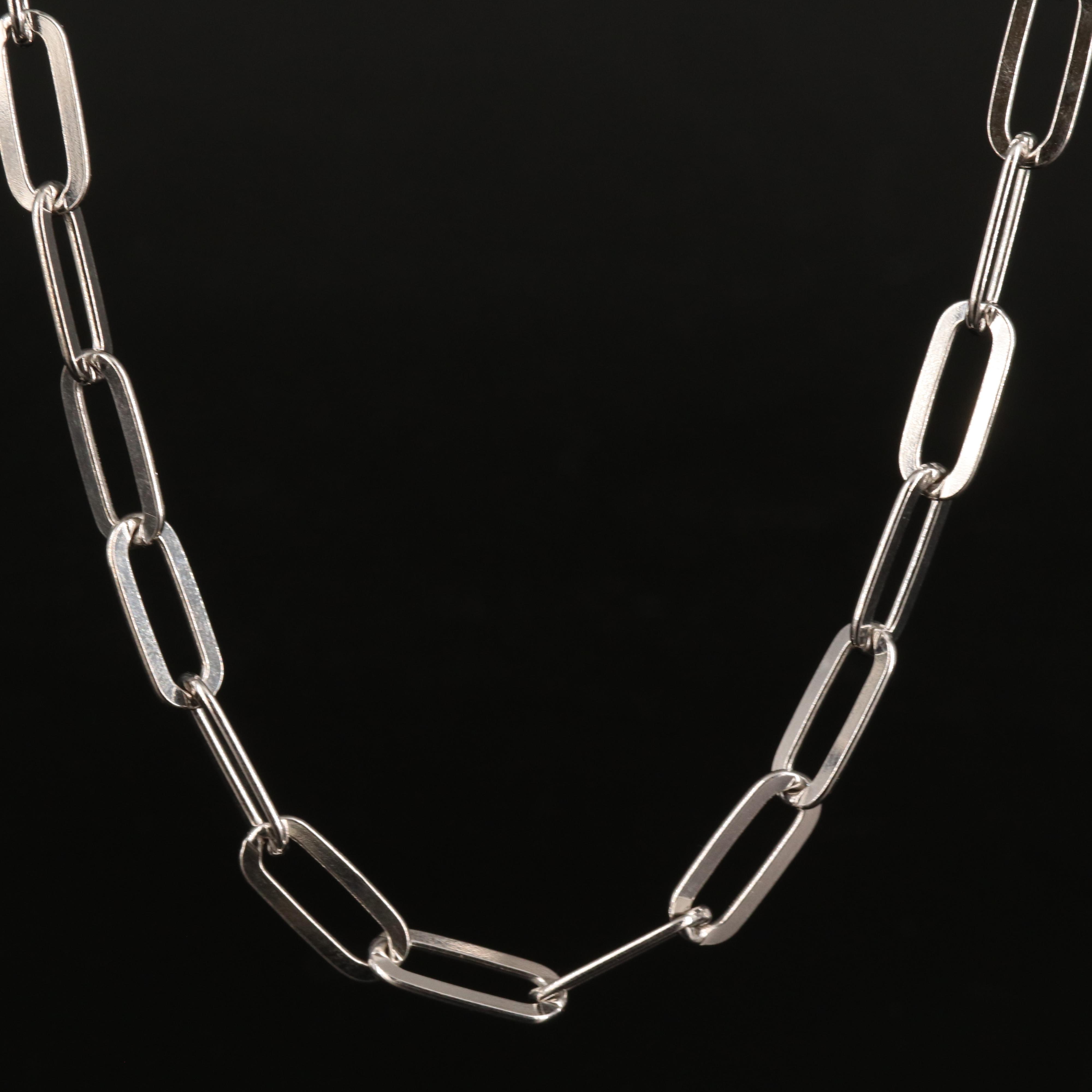 Italian Sterling Paper Clip Chain Necklace
