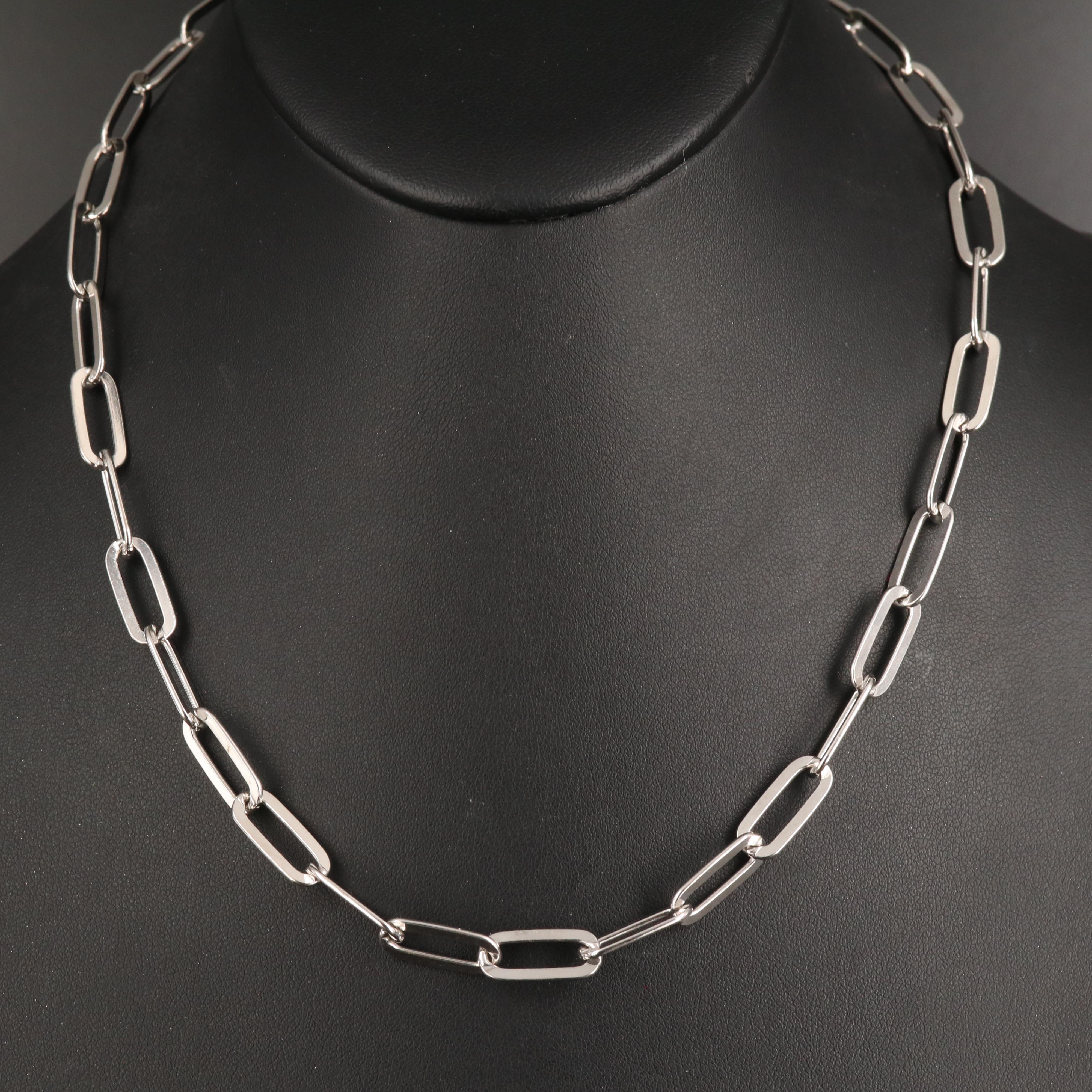 Italian Sterling Paper Clip Chain Necklace