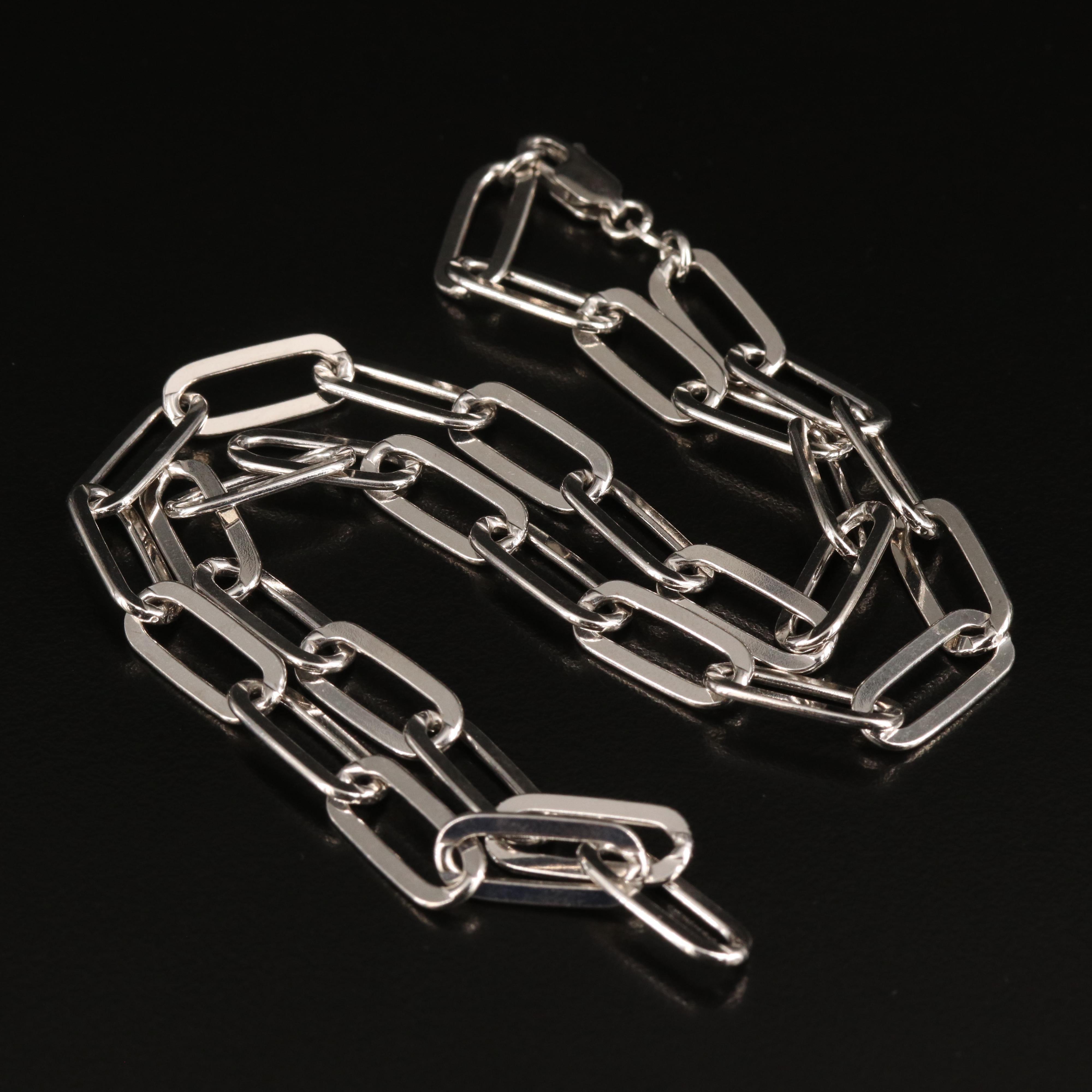 Italian Sterling Paper Clip Chain Necklace