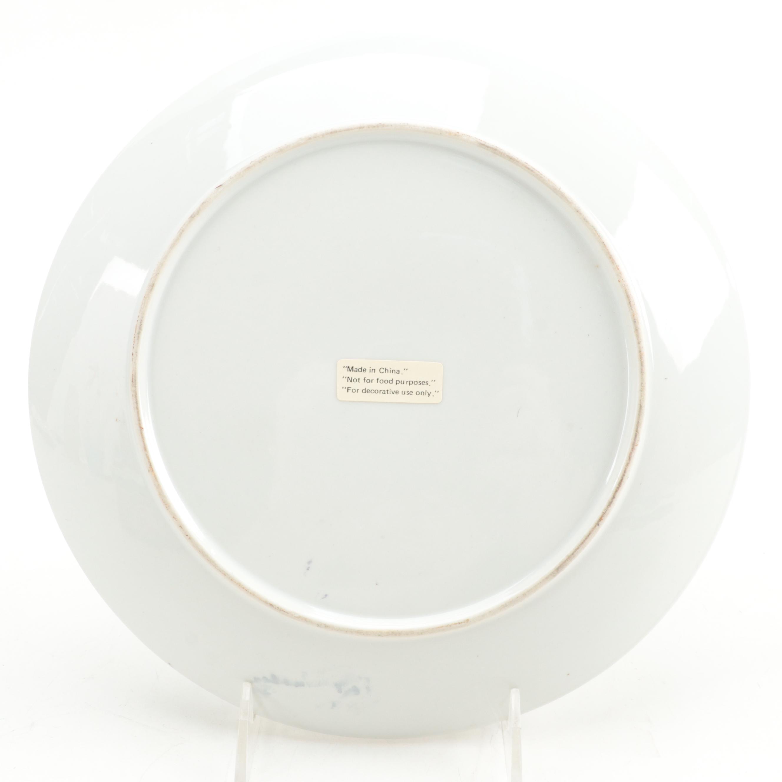 Chinese Porcelain Bowl, Platter and Ceramic Candlesticks