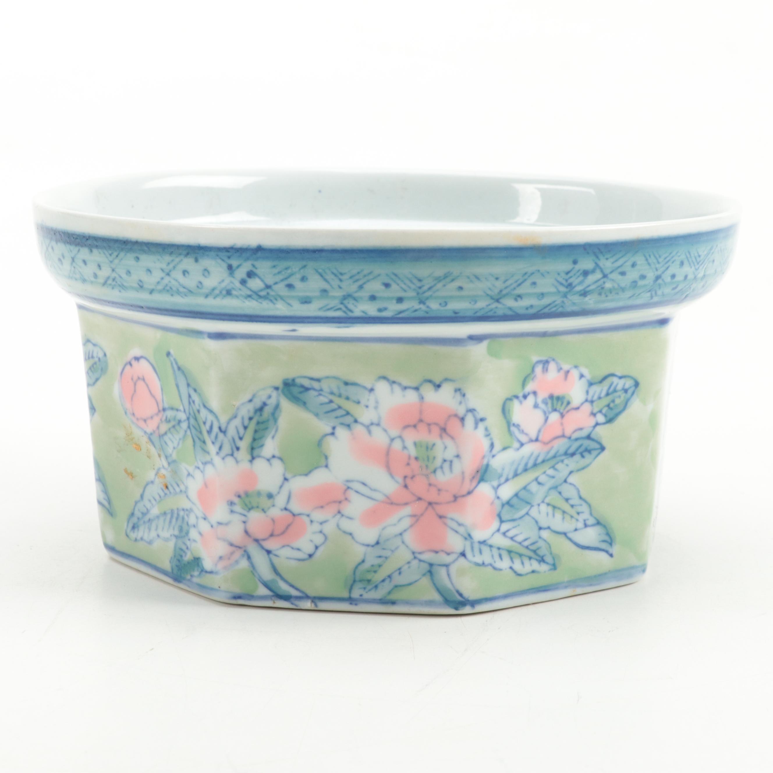 Chinese Porcelain Bowl, Platter and Ceramic Candlesticks