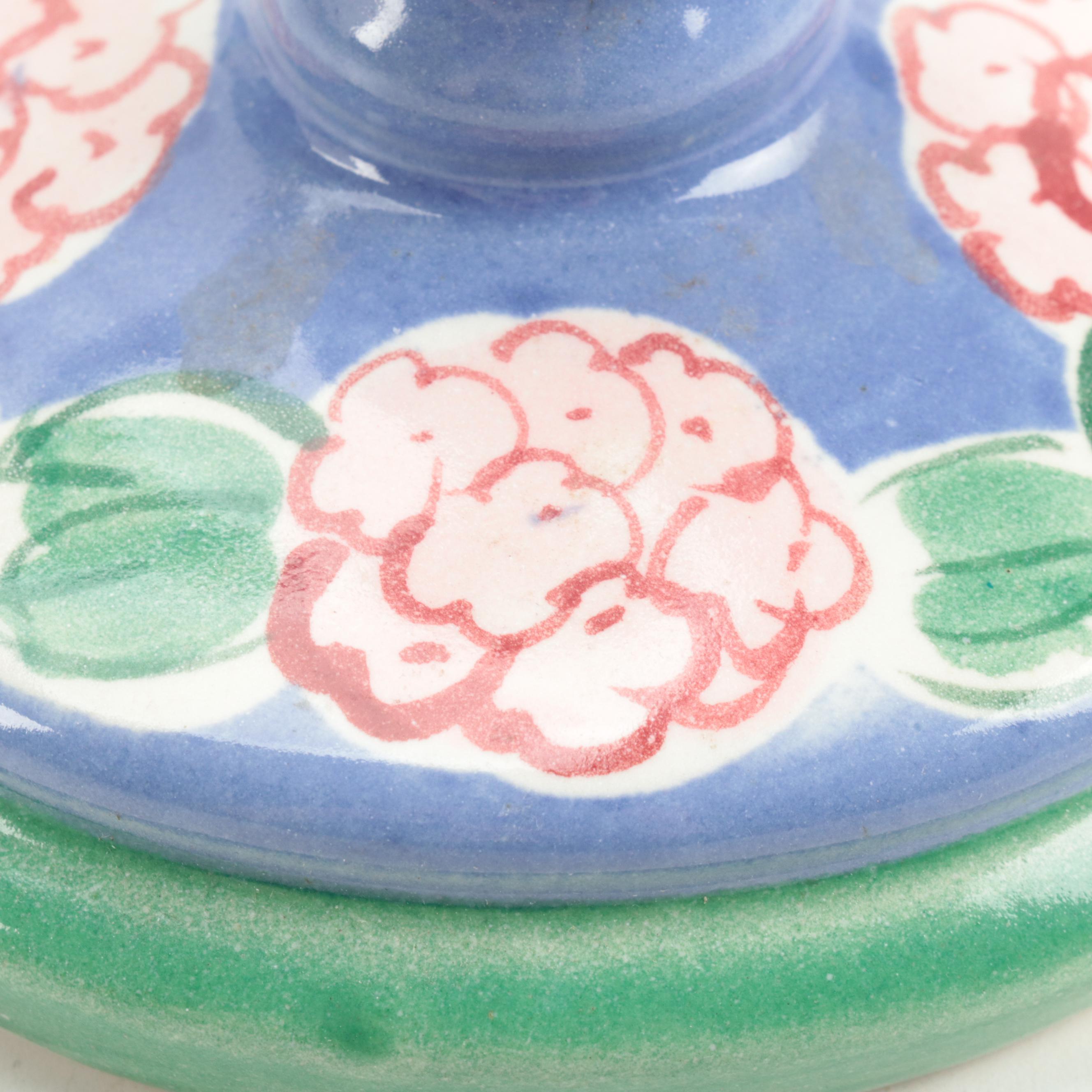 Chinese Porcelain Bowl, Platter and Ceramic Candlesticks