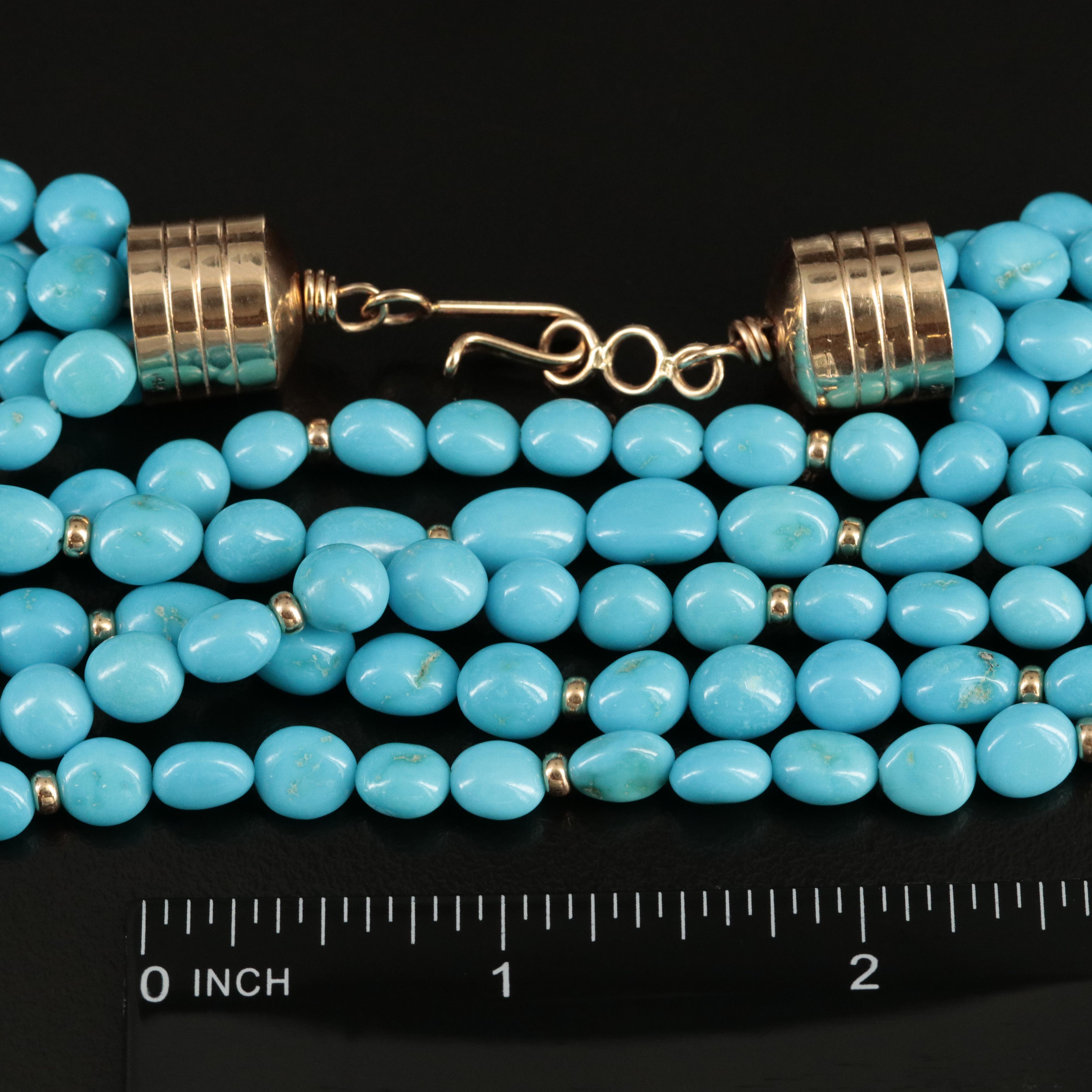 14K Turquoise Multi-Strand Necklace