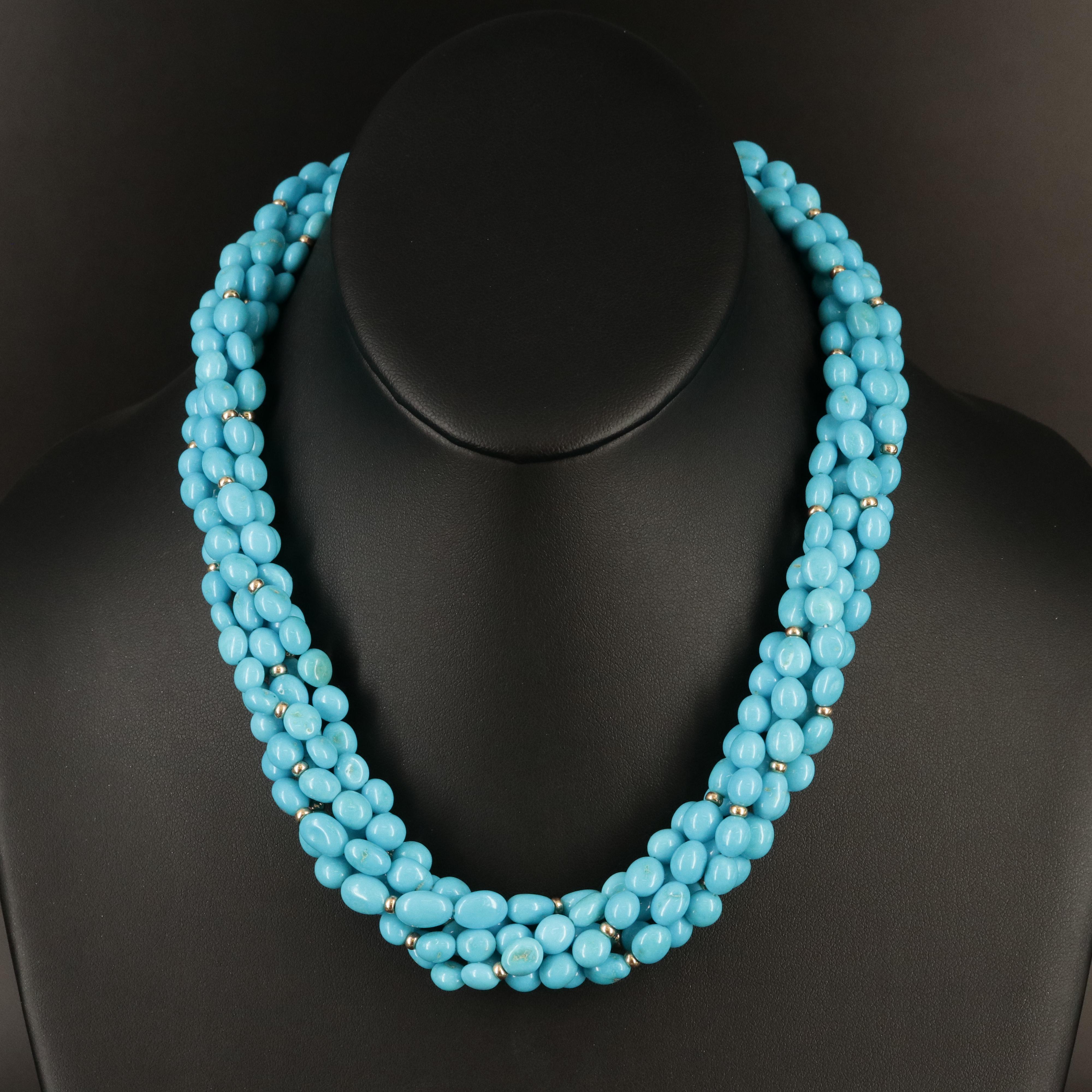14K Turquoise Multi-Strand Necklace
