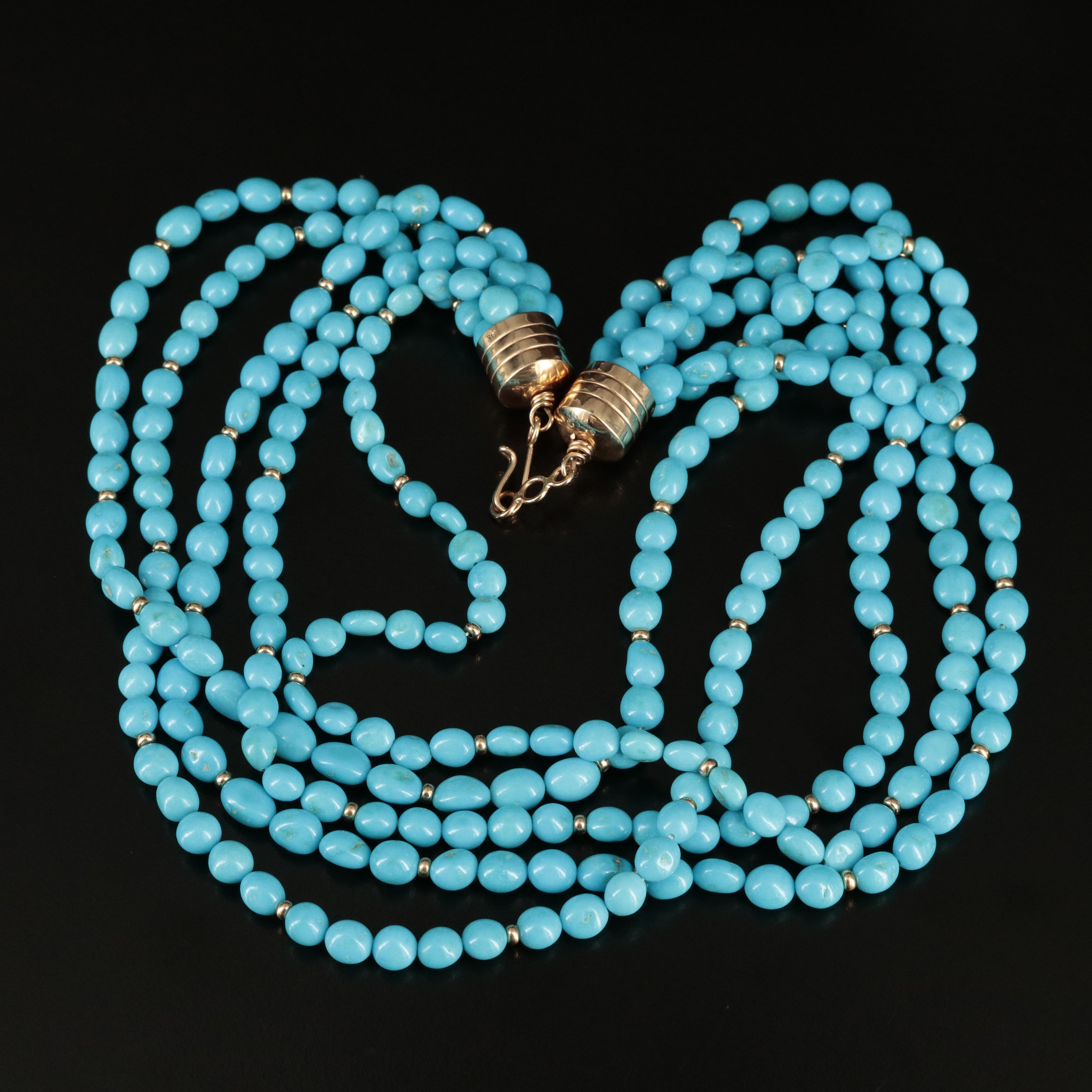 14K Turquoise Multi-Strand Necklace