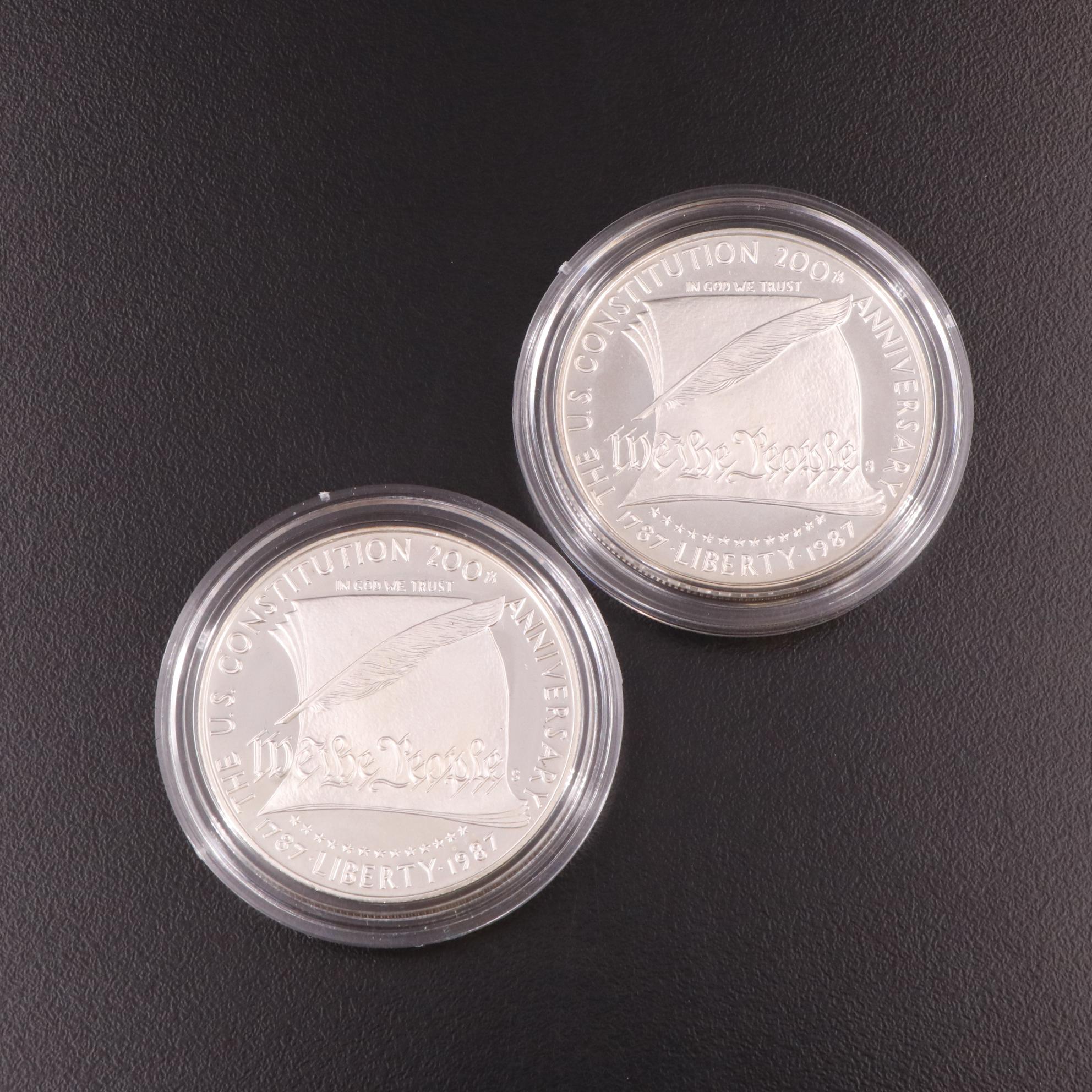 Two 1987 Constitution Proof Silver Dollars, 1987 Prestige Set, and More