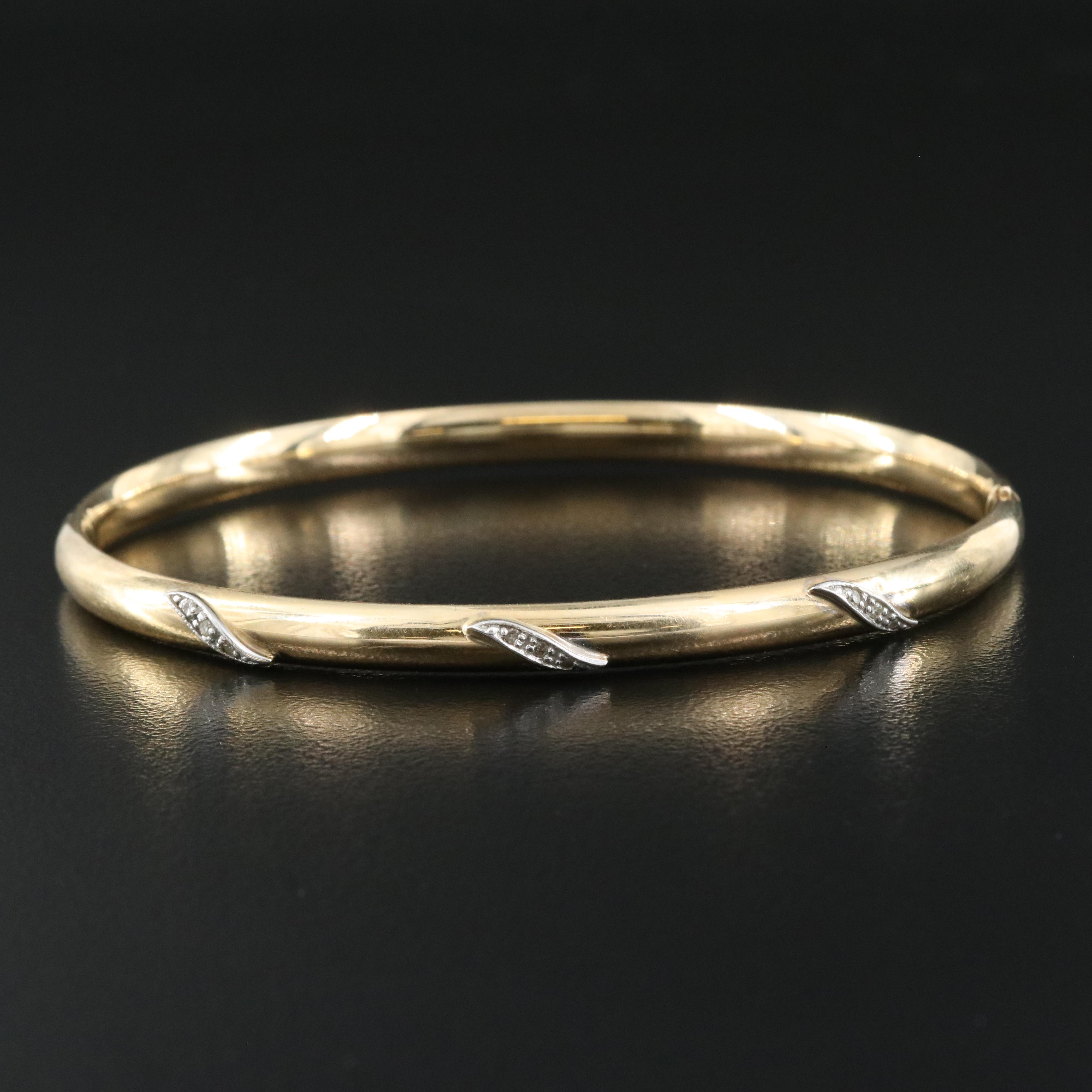 14K 0.04 CTW Diamond Hinged Bangle