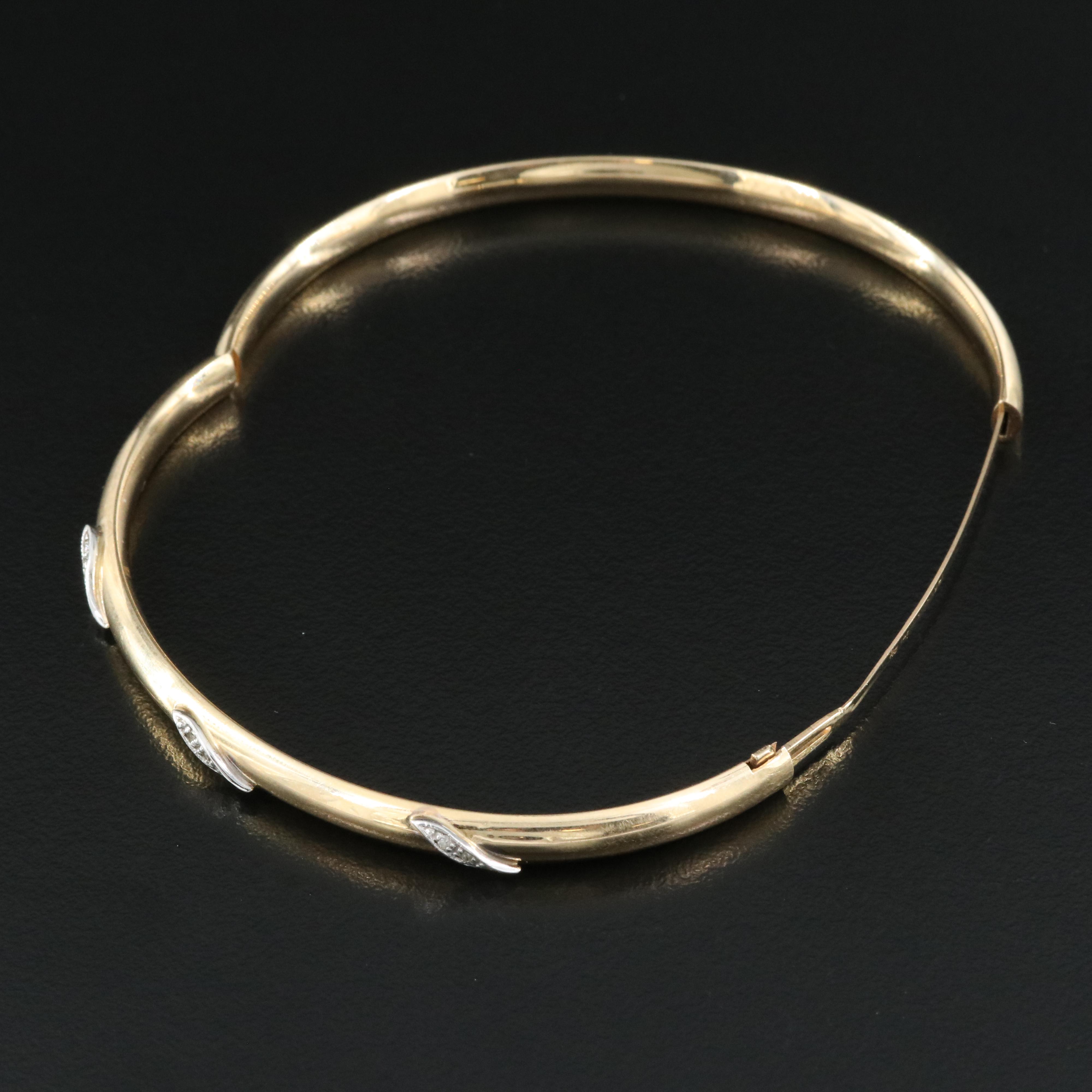 14K 0.04 CTW Diamond Hinged Bangle