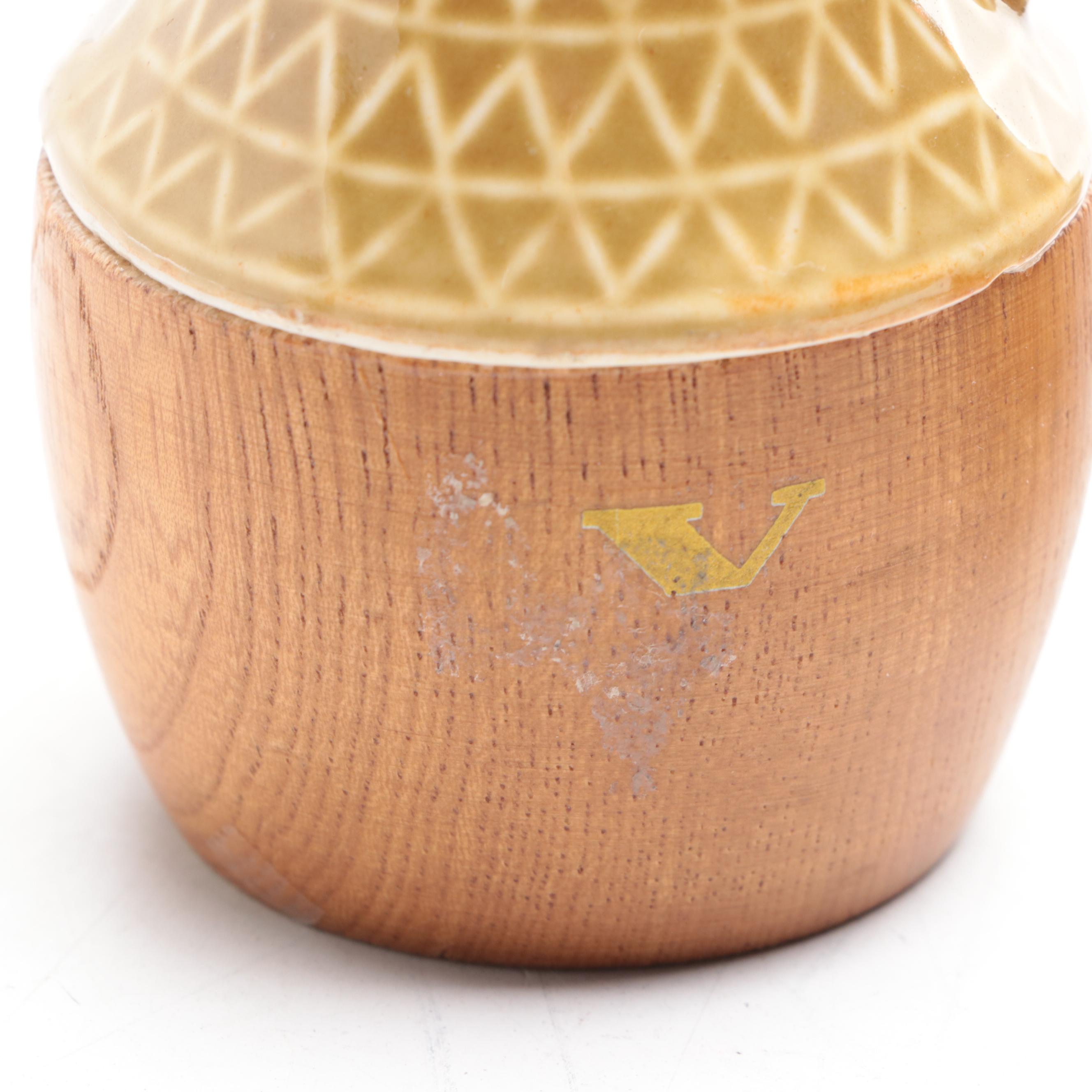 Mid Century Modern Style Japanese Wooden and Ceramic Pitchers