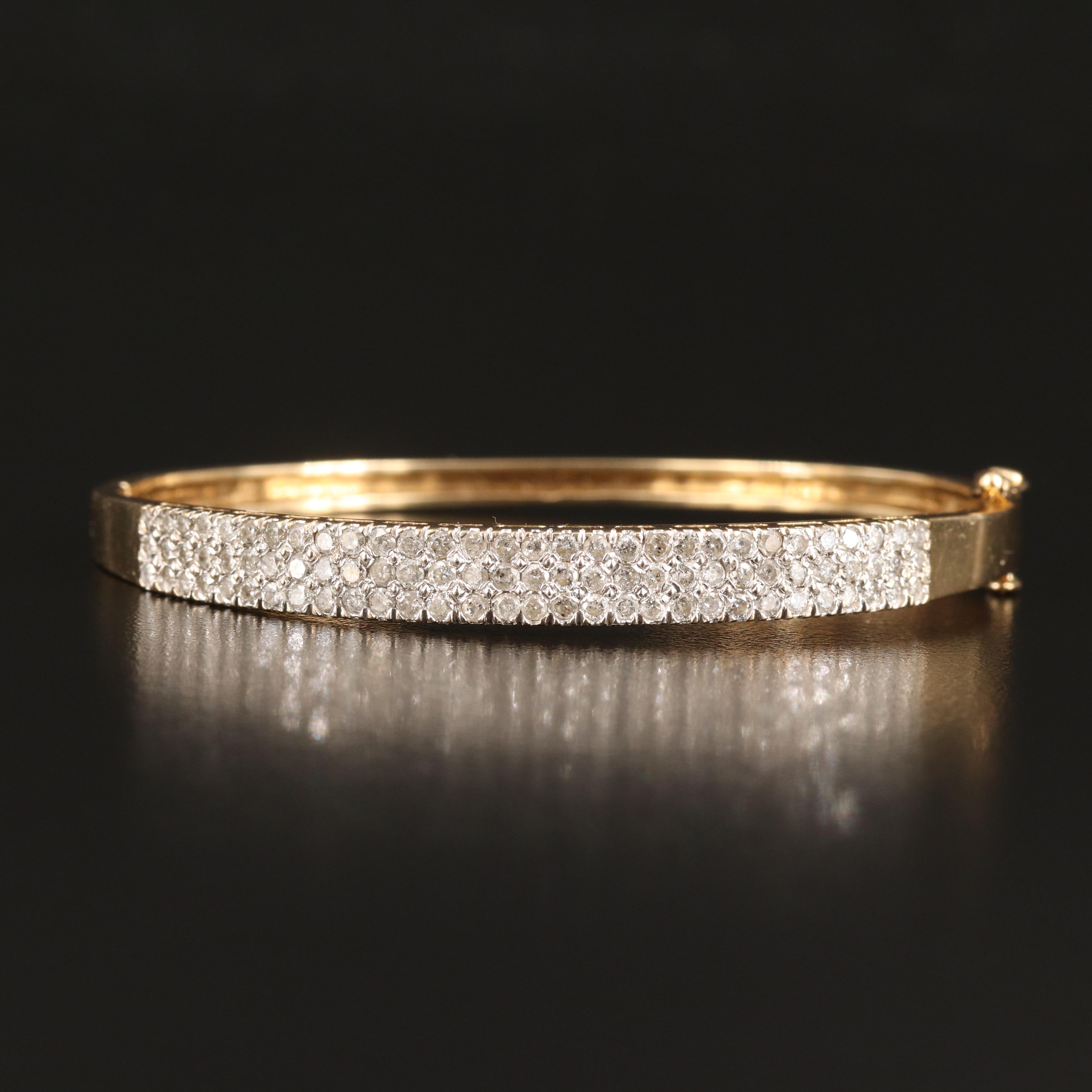 14K 2.00 CTW Diamond Hinged Bangle