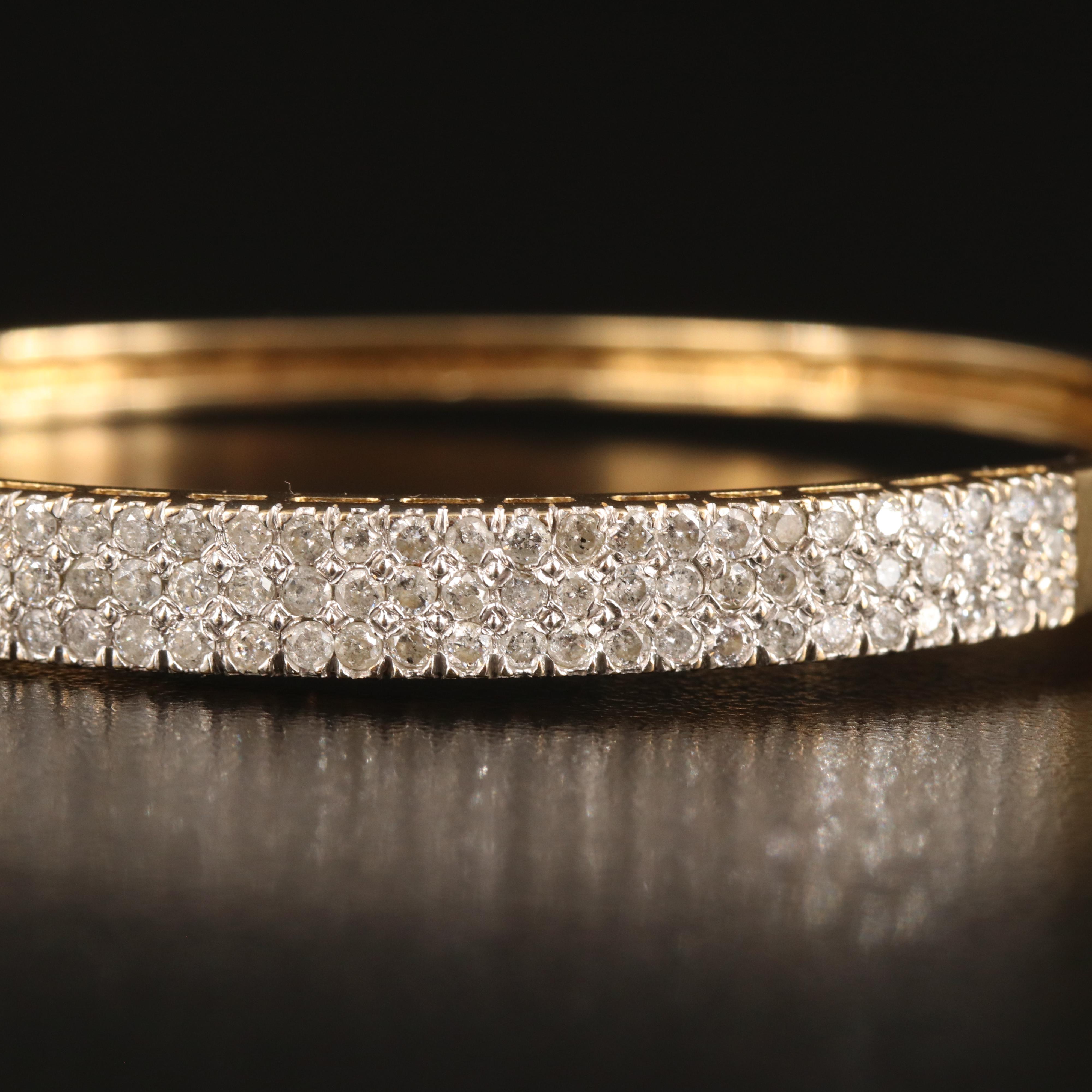14K 2.00 CTW Diamond Hinged Bangle