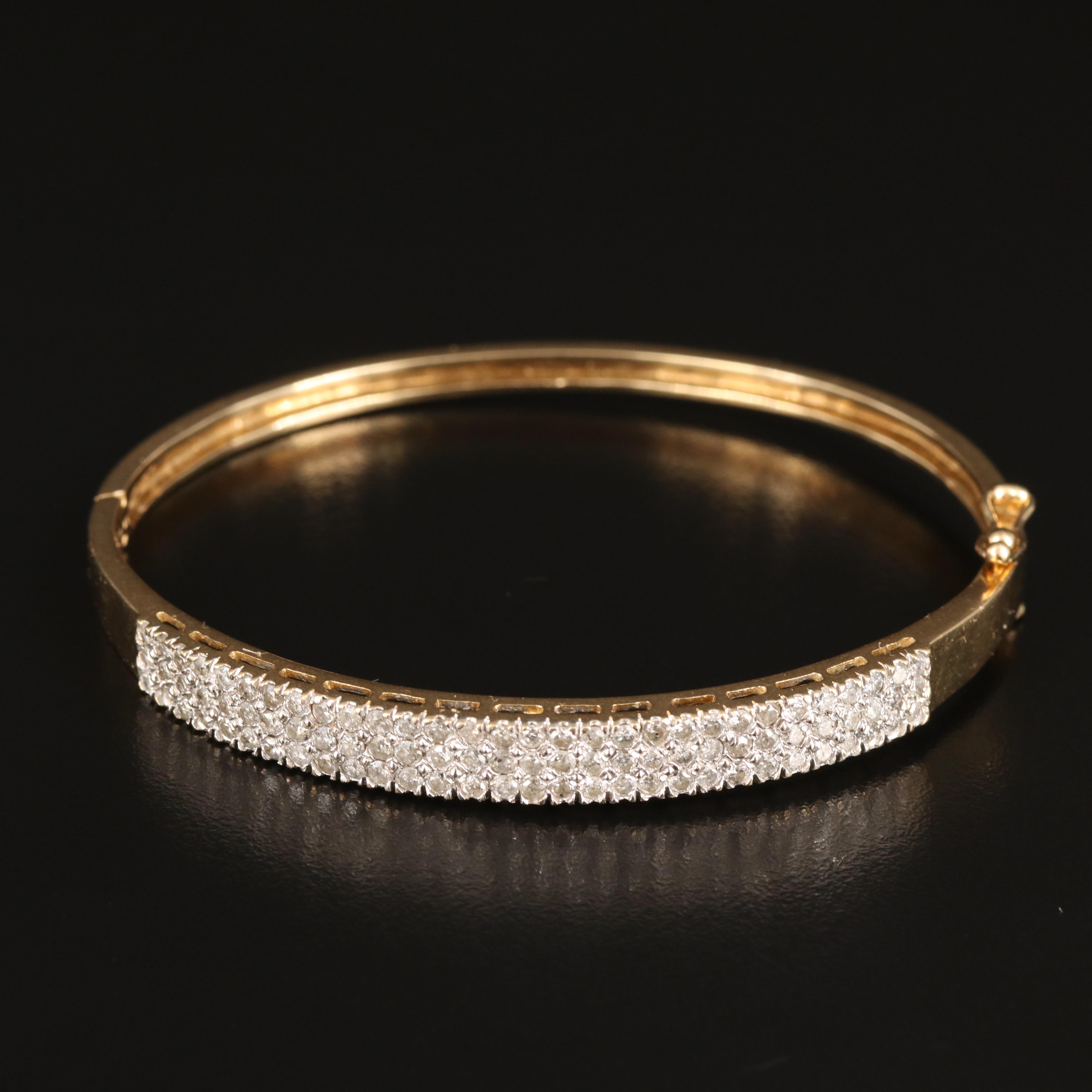 14K 2.00 CTW Diamond Hinged Bangle