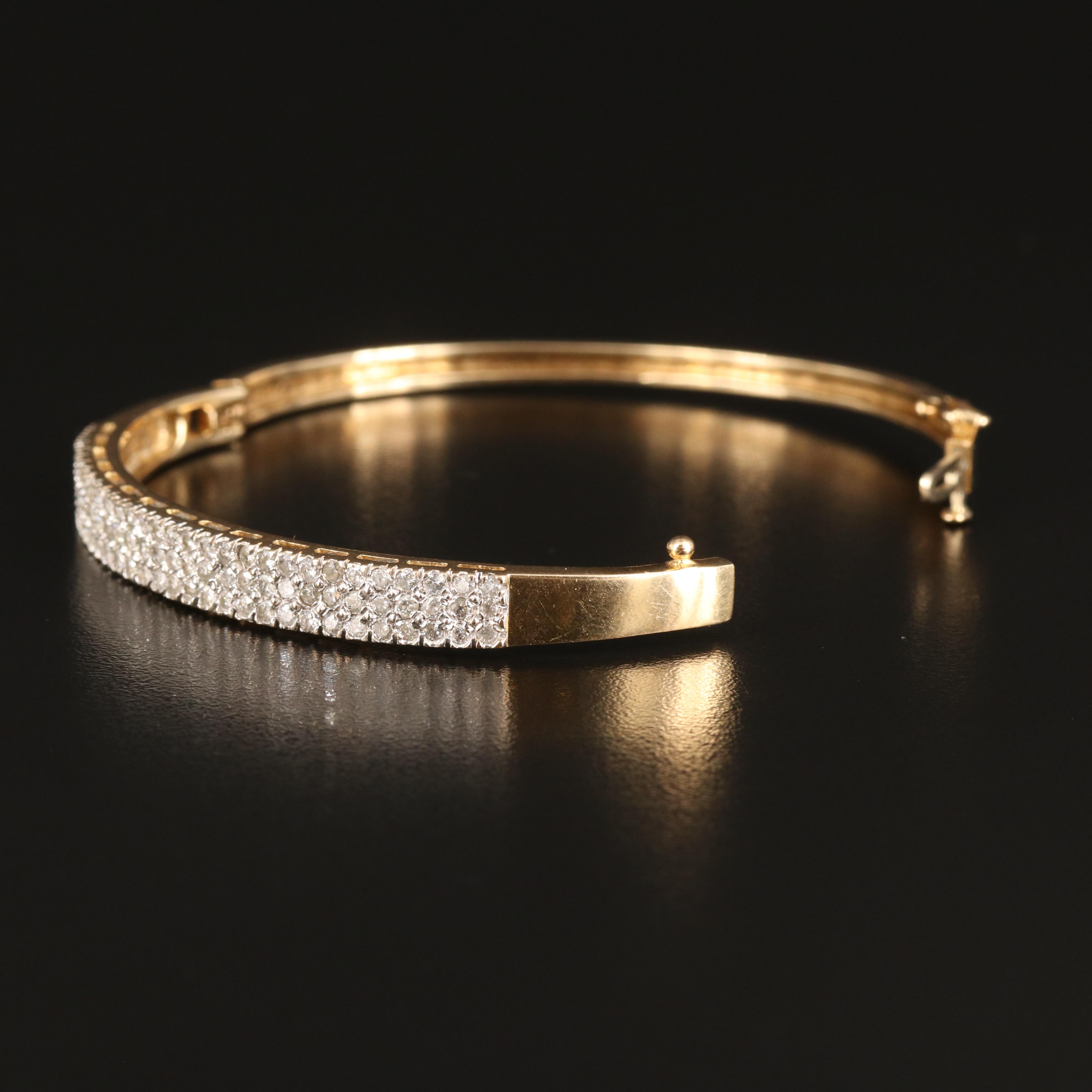 14K 2.00 CTW Diamond Hinged Bangle