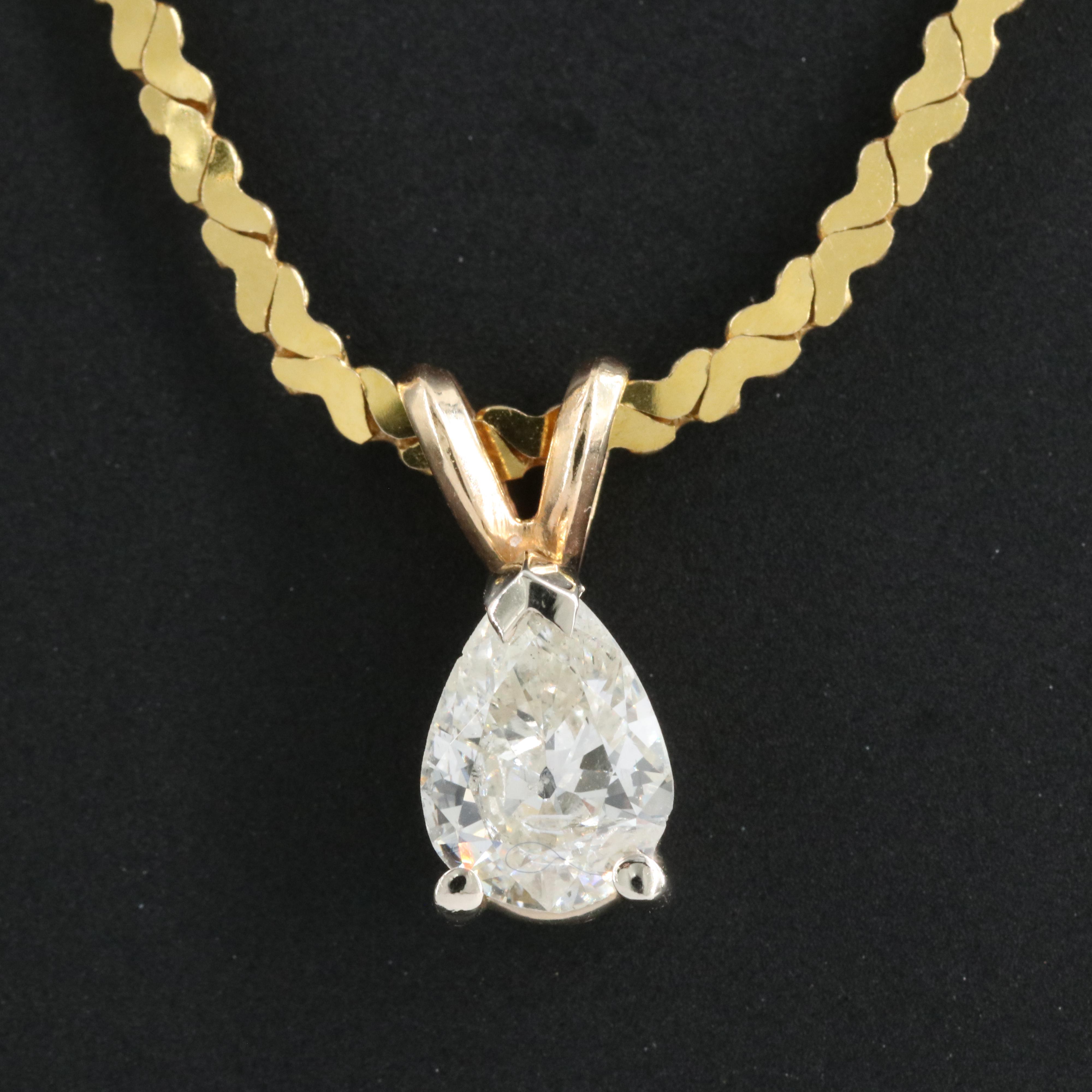 Italian 14K 0.69 CT Diamond Pendant Necklace