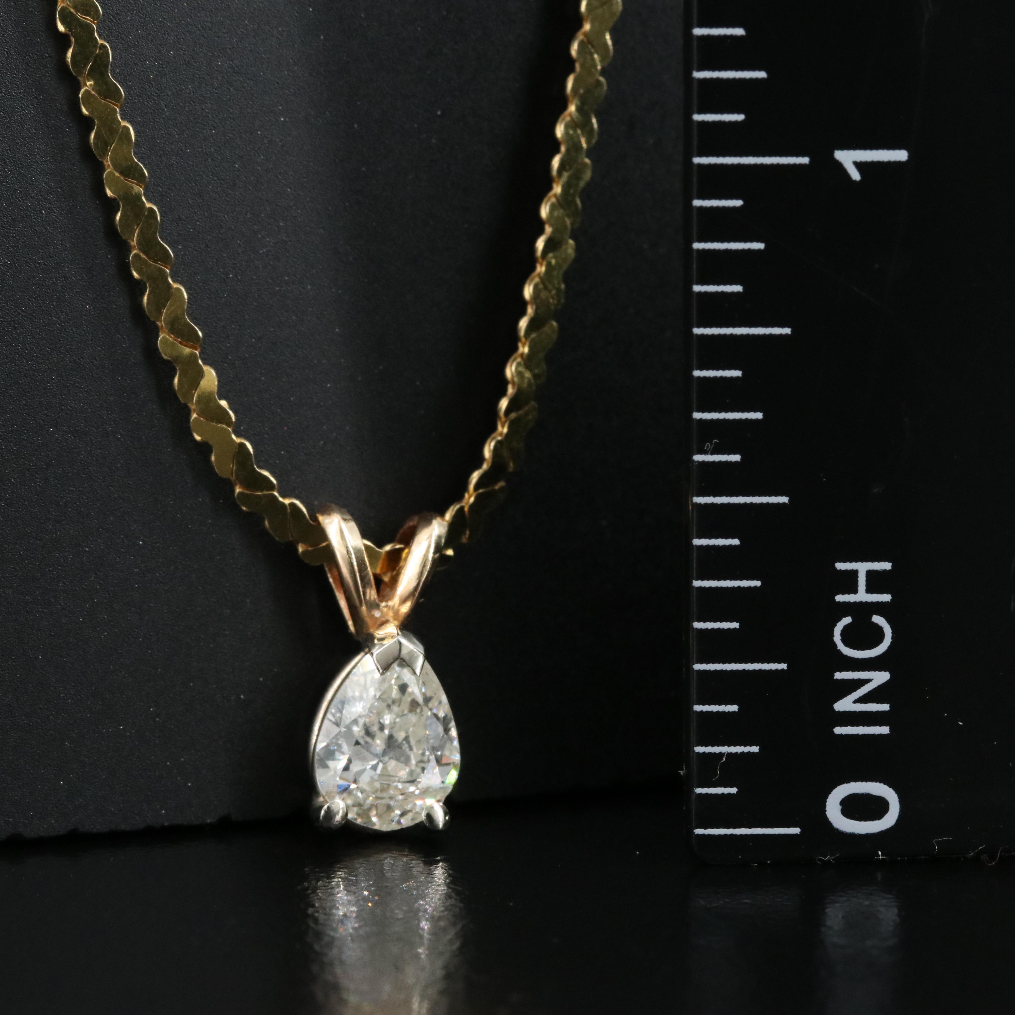 Italian 14K 0.69 CT Diamond Pendant Necklace