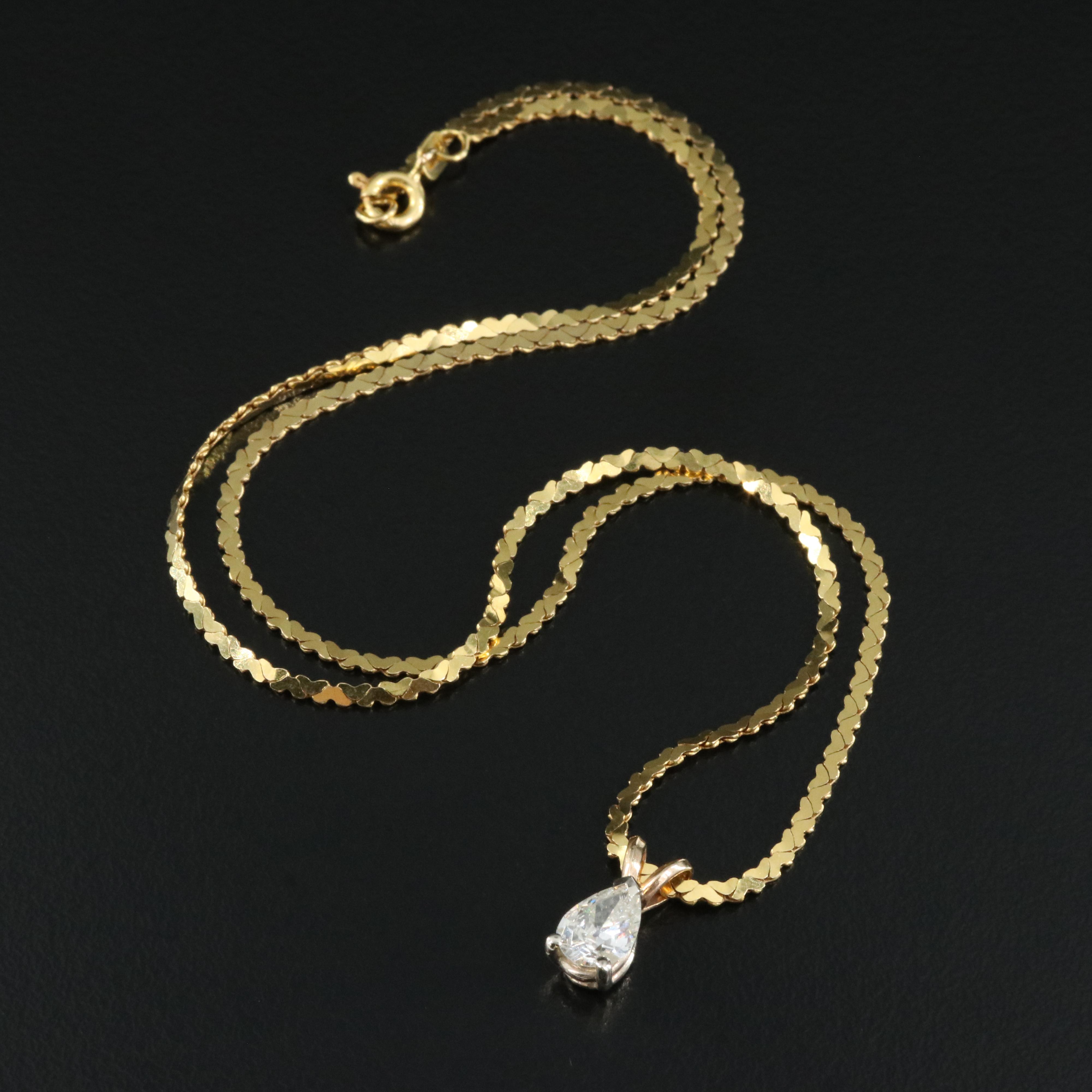 Italian 14K 0.69 CT Diamond Pendant Necklace