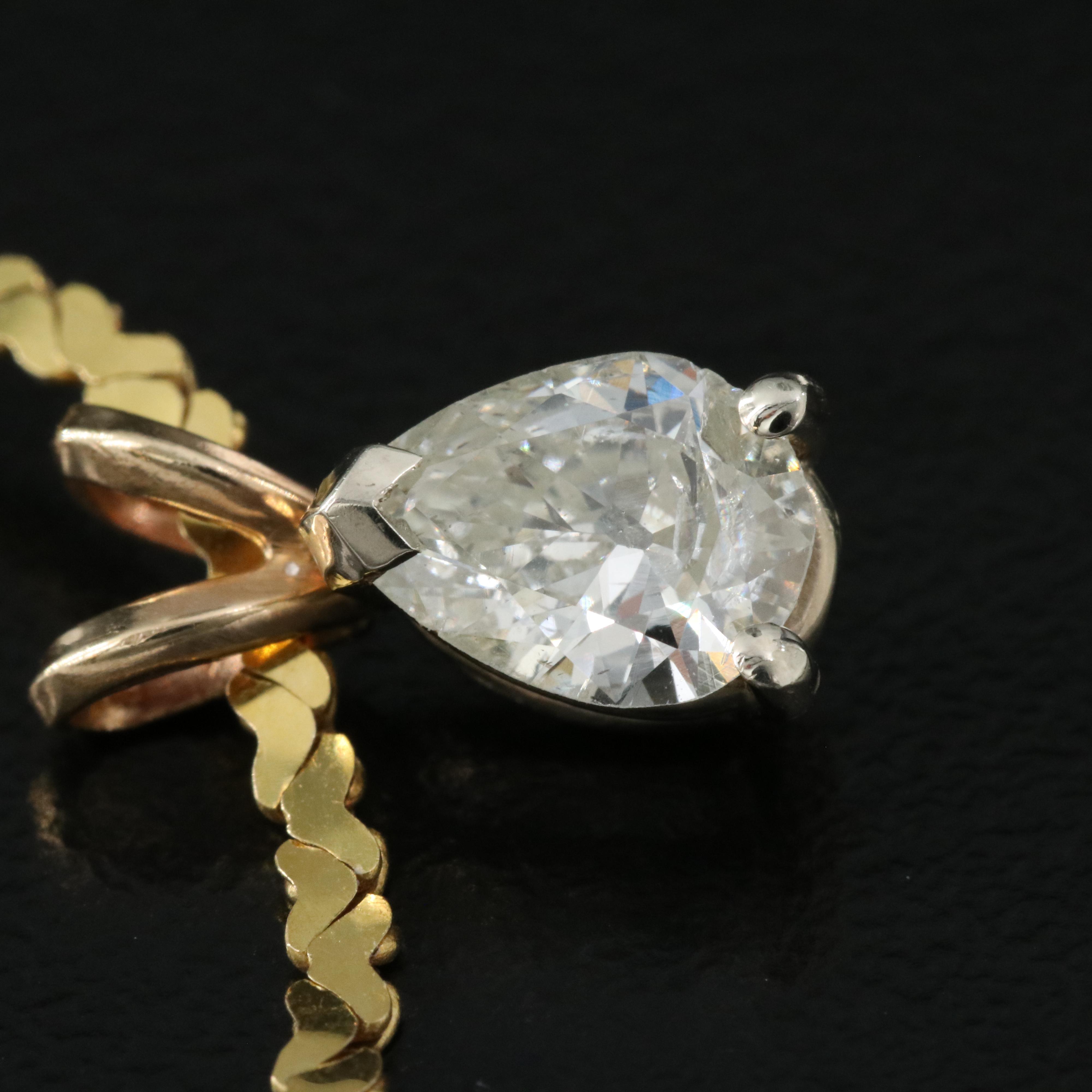 Italian 14K 0.69 CT Diamond Pendant Necklace